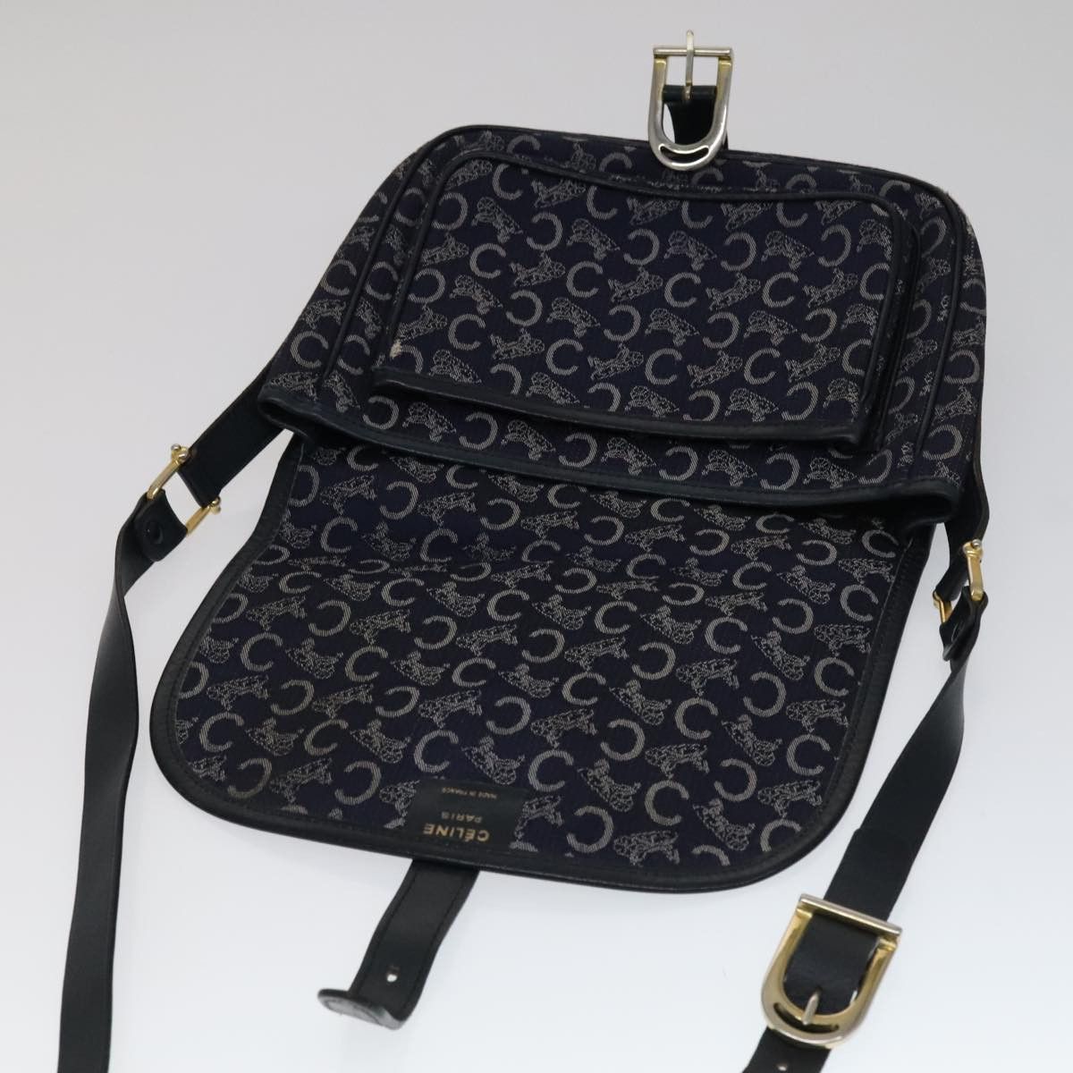 Celine CELINE C Sulky Shoulder Bag Canvas Navy Gold Size ONE SIZE - 11 Thumbnail