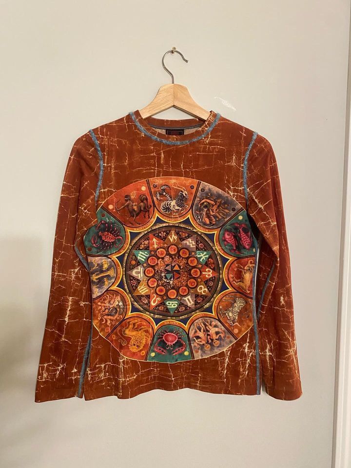 image of Jean Paul Gaultier Ss1996 Astrology Mesh 070Shake Worn in Orange, Men's (Size Medium)