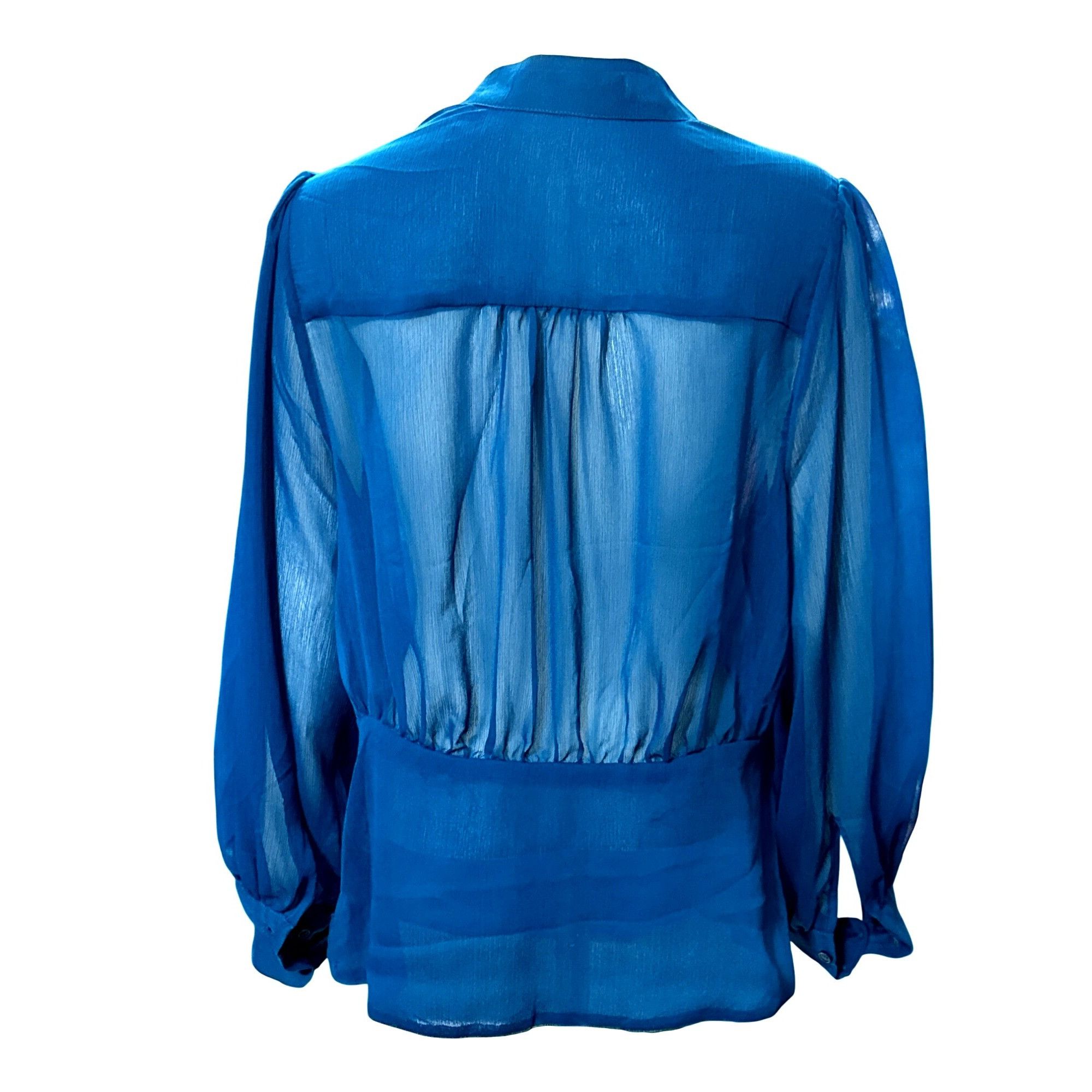 Other 7th Avenue New York Company Large Teal Sheer Blouse V neck L Size L / US 10 / IT 46 - 6 Thumbnail