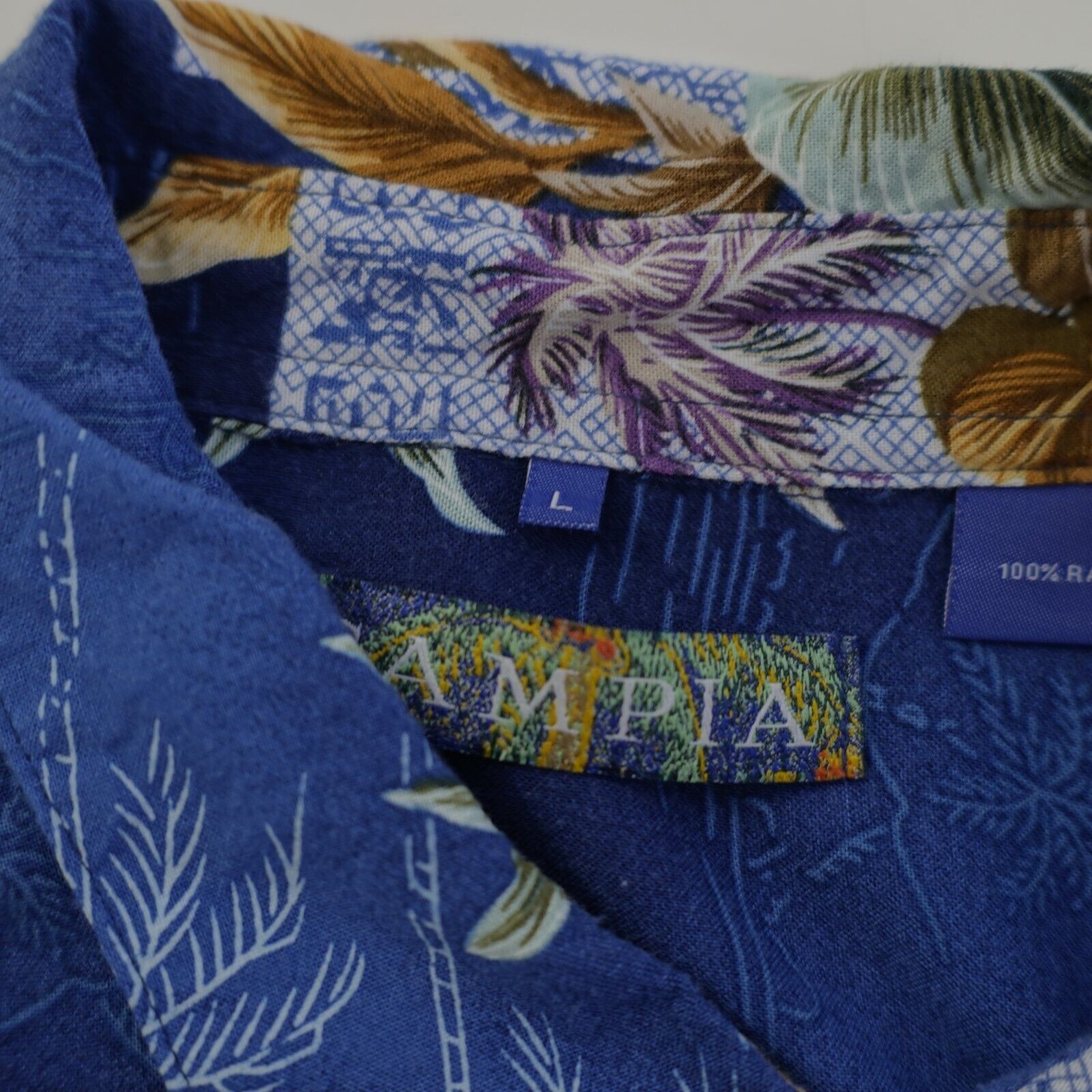 Campia Moda Campia Large Rayon Blue Floral Short Sleeve Hawaiian Collare Size US L / EU 52-54 / 3 - 10 Thumbnail