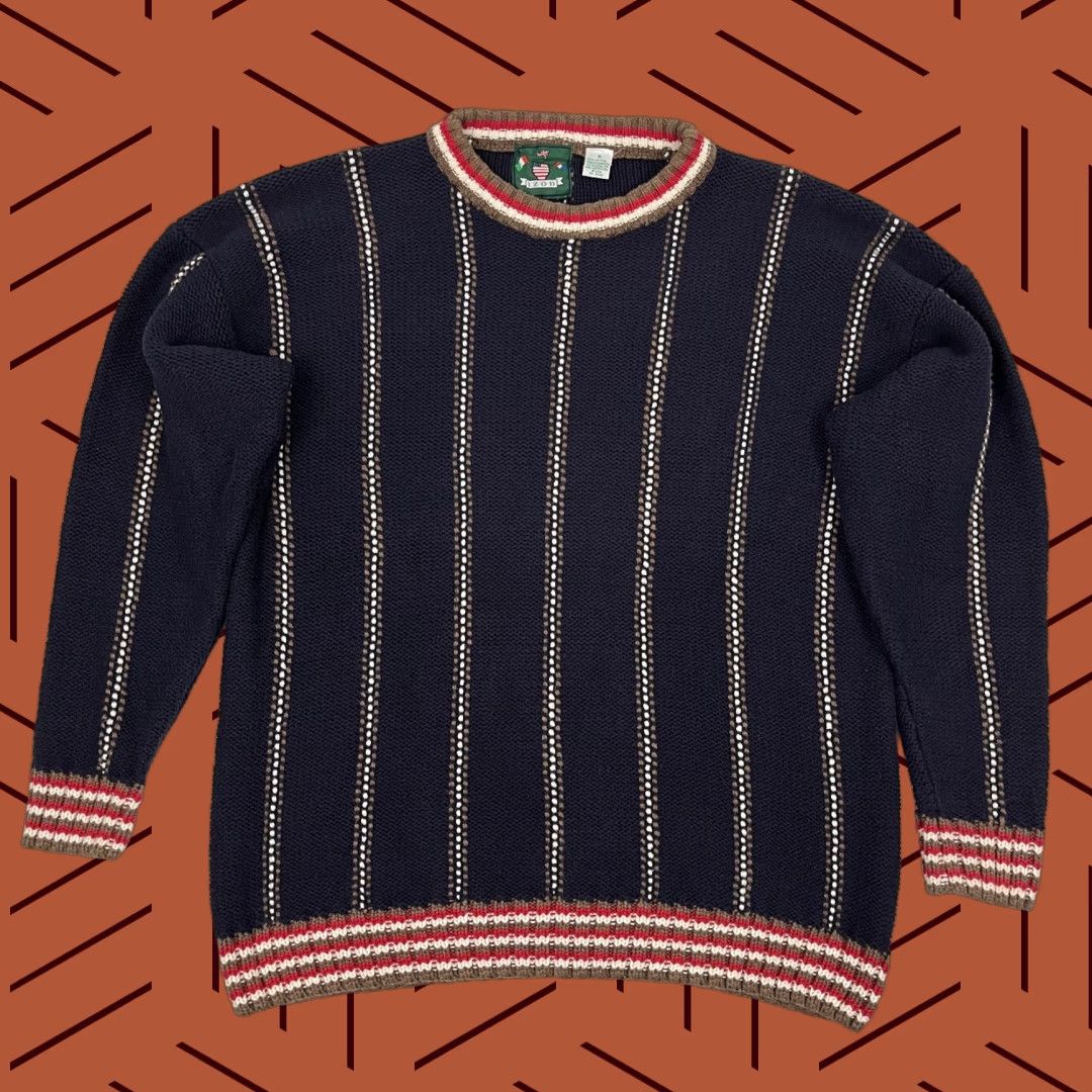 Brooks Brothers VINTAGE Brooks Brothers Sweater Mens Large Blue Striped Knit Pullover Crewneck Academia Preppy Size US L / EU 52-54 / 3 - 1 Thumbnail