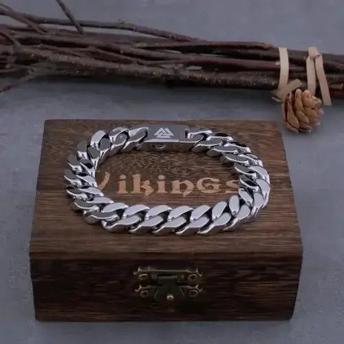 Vintage Viking Cast Cuban Chain Men's Bracelet Size ONE SIZE - 4 Thumbnail