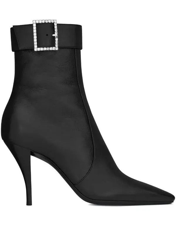 Saint Laurent Paris o1b1hav111224 Jill Booties in Vintage Leather in Black Size US 9.5 / IT 39.5 - 1 Thumbnail