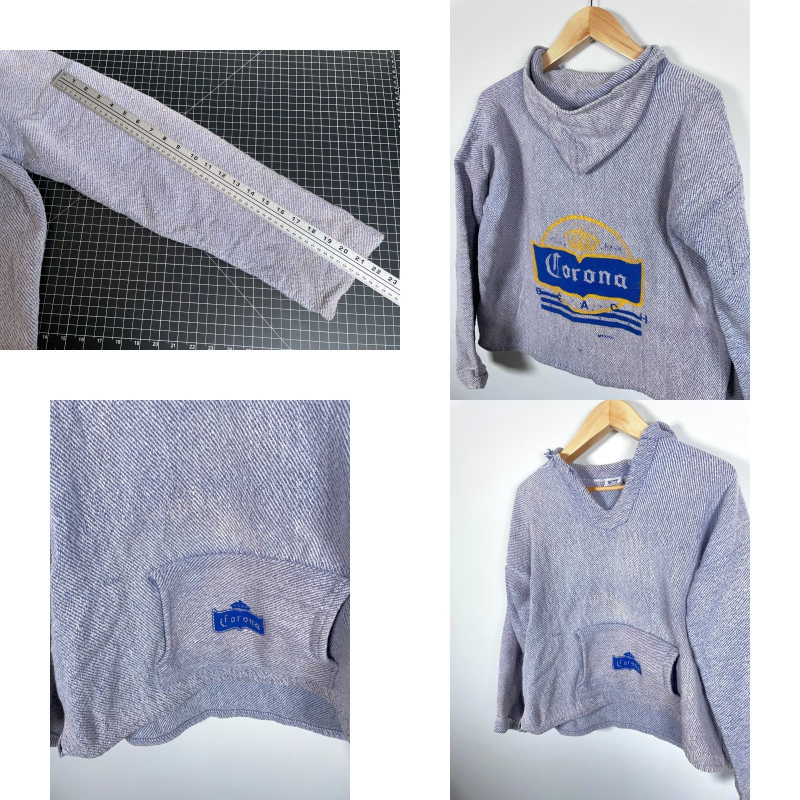 Vintage VINTAGE Corona Beach Baja Hoodie Men XL Gray Blue Graphic Print Hooded Pullover 90s Mexico Made Size US XL / EU 56 / 4 - 8 Thumbnail