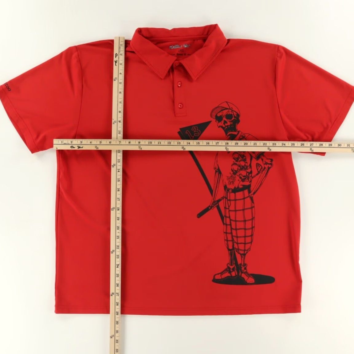 Bones Tattoo Golf Bones Polyester Solid Polo Shirt Red Men's 2XL Size US XXL / EU 58 / 5 - 3 Thumbnail