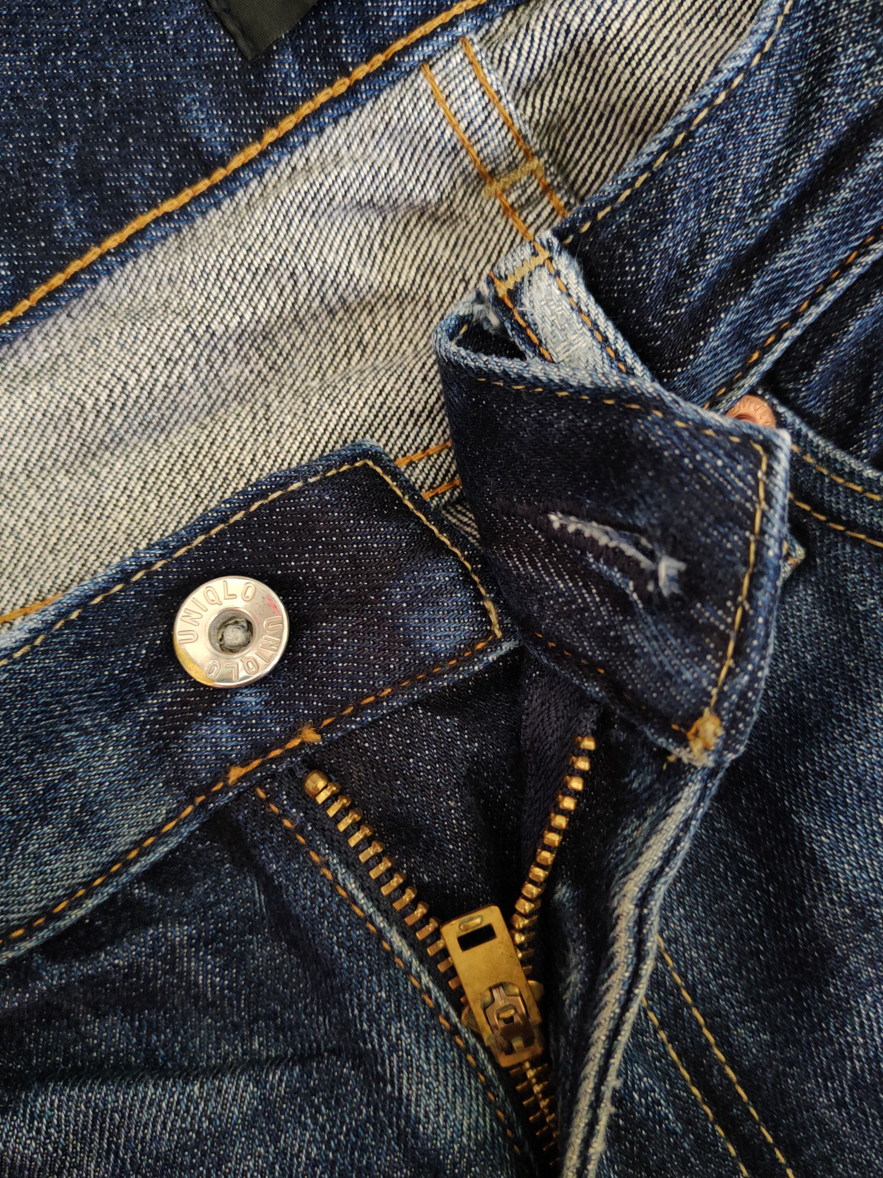 Japanese Brand Uniqlo Dark Blue Distressed Ripped Jeans #S1673 Size US 32 / EU 48 - 15 Thumbnail