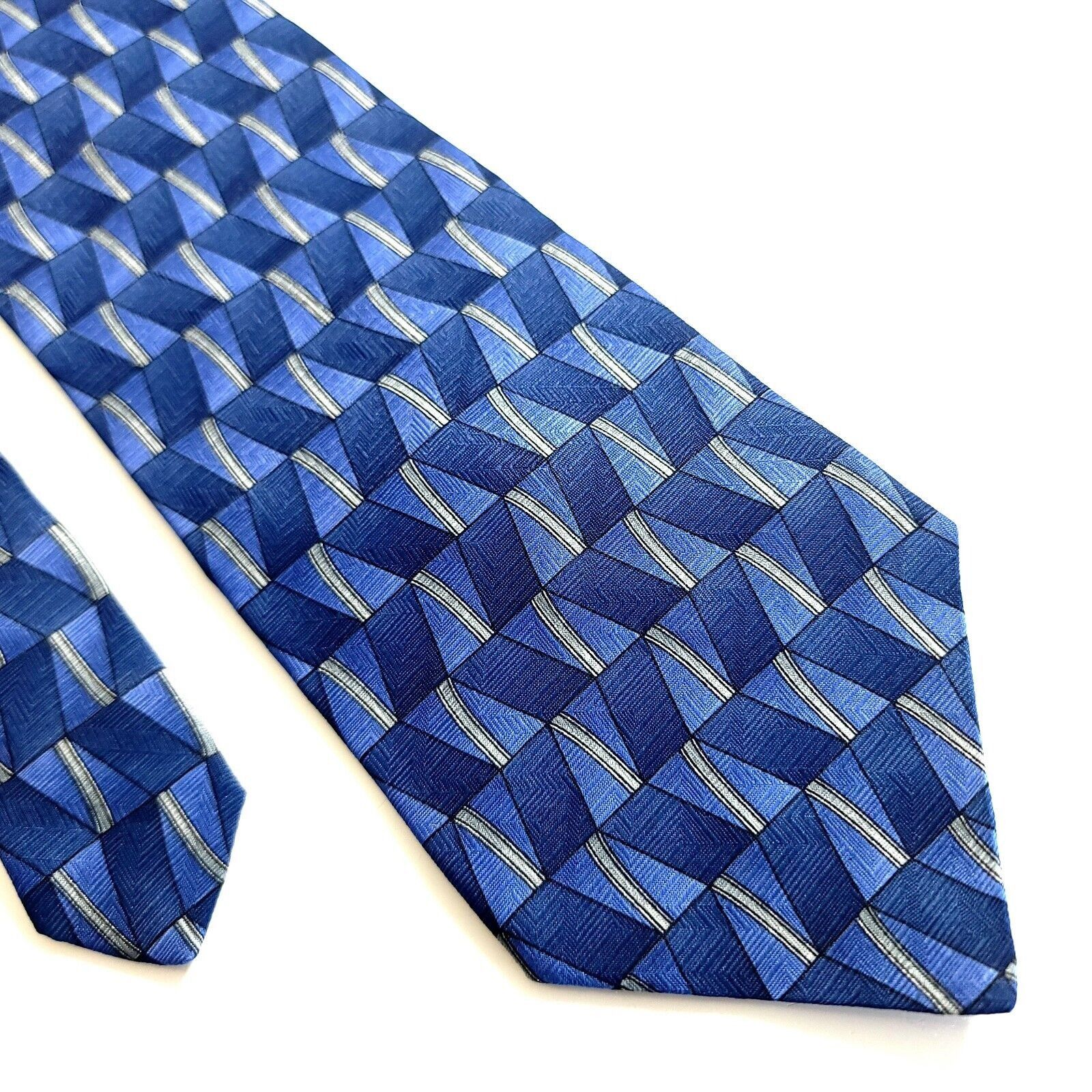 Towncraft Towncraft Blue Geometric Abstract Print Wide Polyester Tie Size ONE SIZE - 1 Thumbnail