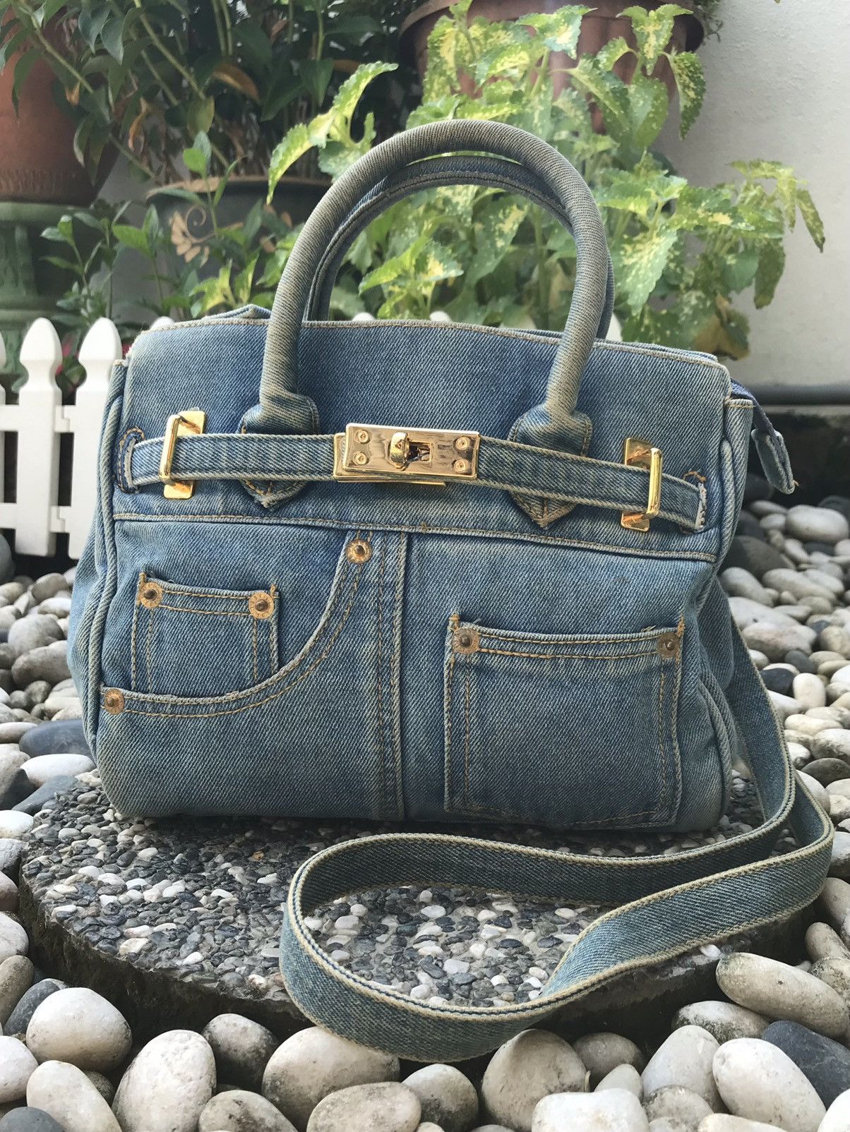 Handmade HANDMADE DENIM BIRKIN 2 WAY STYLE HANDBAG CROSSBODY Size ONE SIZE - 1 Thumbnail