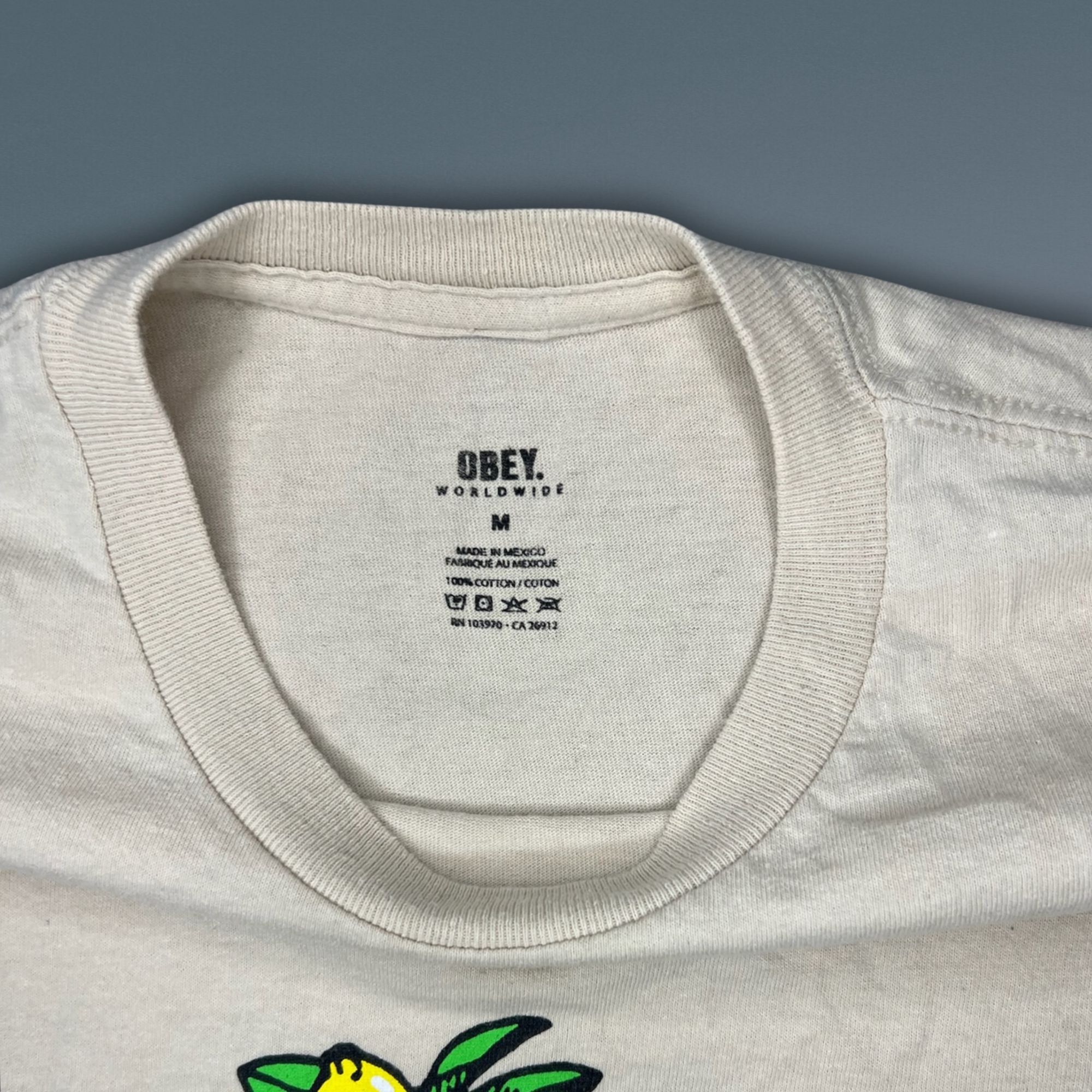 Obey Obey White Graphic T-Shirt With Fruit Illustration 100% Cott Size US M / EU 48-50 / 2 - 5 Thumbnail
