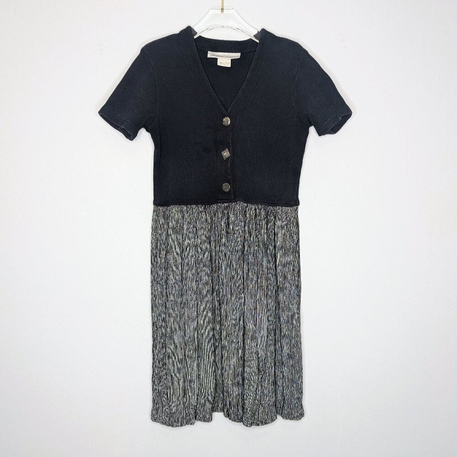 Vintage Vintage 90's Barbara Lesser Black Short Sleeve Boho Dress Size M / US 6-8 / IT 42-44 - 1 Thumbnail