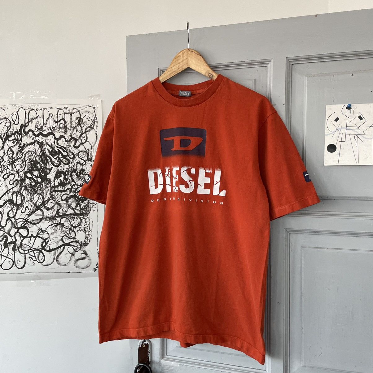 Diesel × Vintage Diesel Vintage l T-shirt Big Double logo Orange Size XL Y2K Size US XL / EU 56 / 4 - 2 Thumbnail