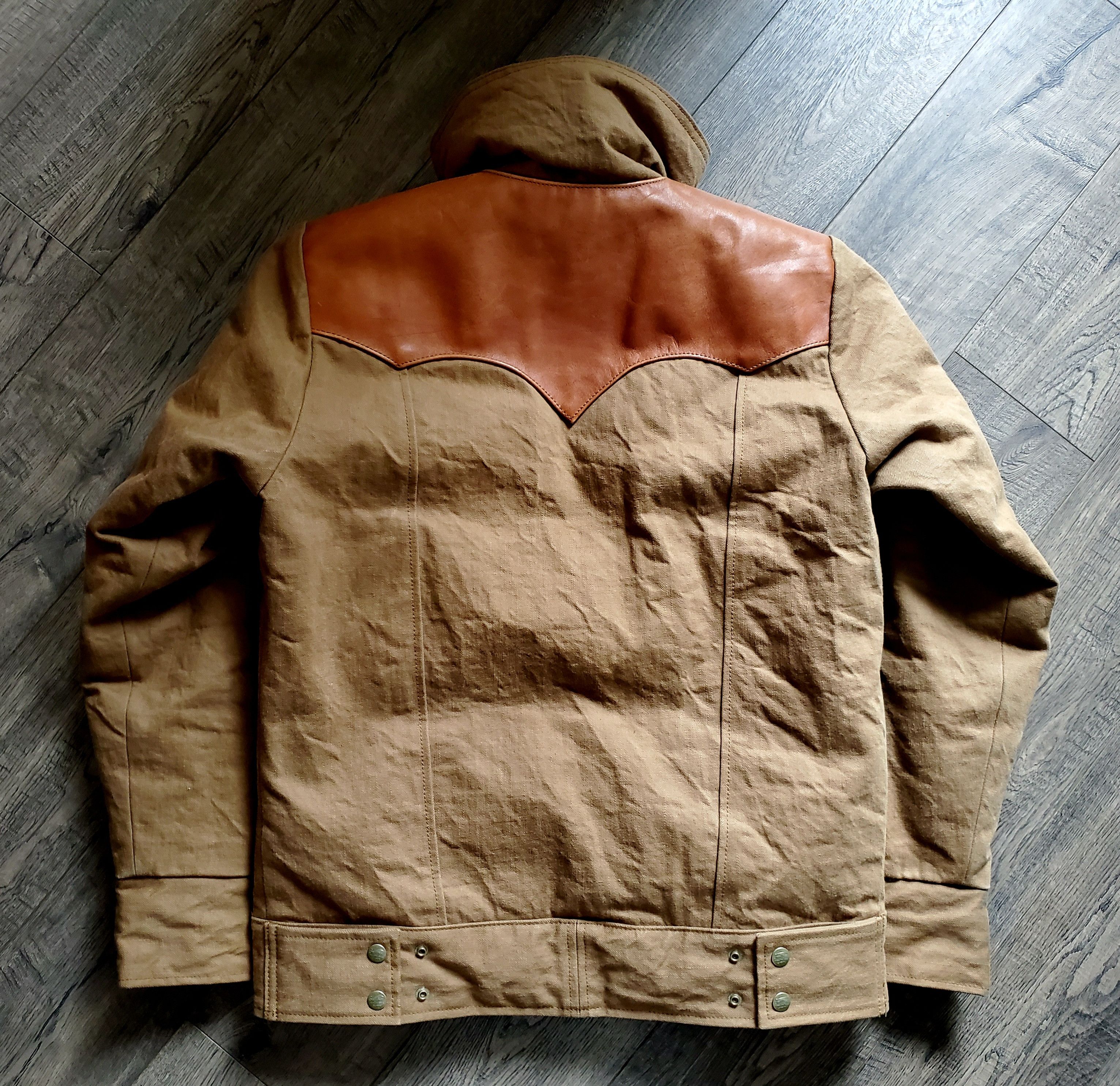 Samurai Jeans Kakishibu Horsehide Selvedge Chino Down Jacket Size US L / EU 52-54 / 3 - 3 Thumbnail