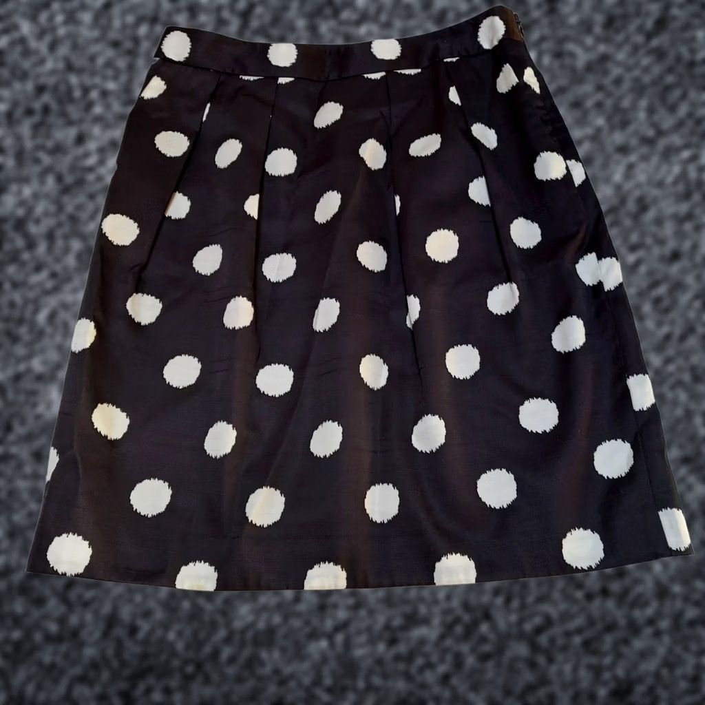 Loft LOFT Skirt Womens 2 Black Ann Taylor Women Cotton Silk Polka Dot Pleated Lined White Size 26" / US 2 / IT 38 - 1 Thumbnail