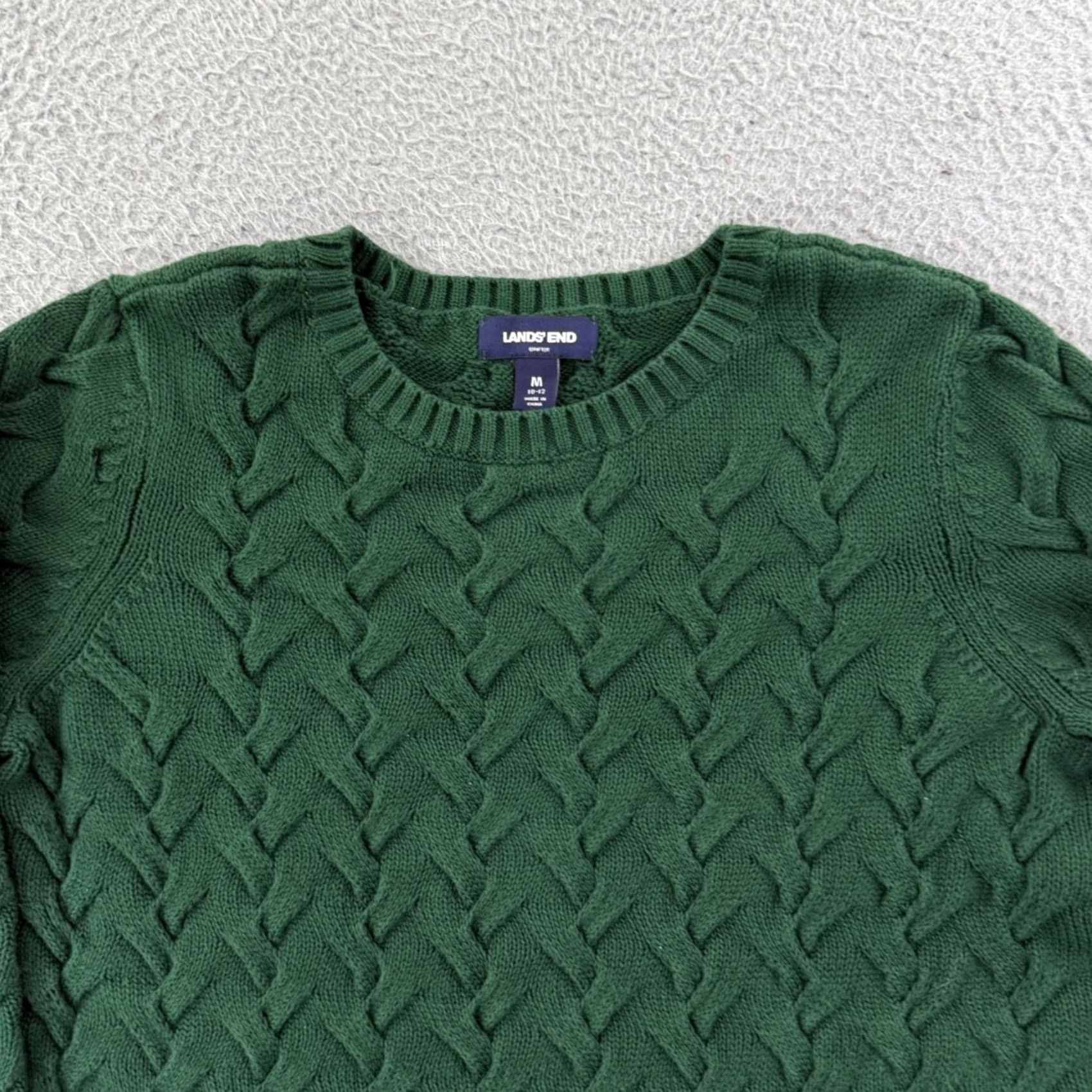 Lands' End Lands' End Drifter Sweater Woman's Medium Green Long Sleeve Cable Knit Preppy Pullover Blacklisted? (No) Size M / US 6-8 / IT 42-44 - 3 Thumbnail