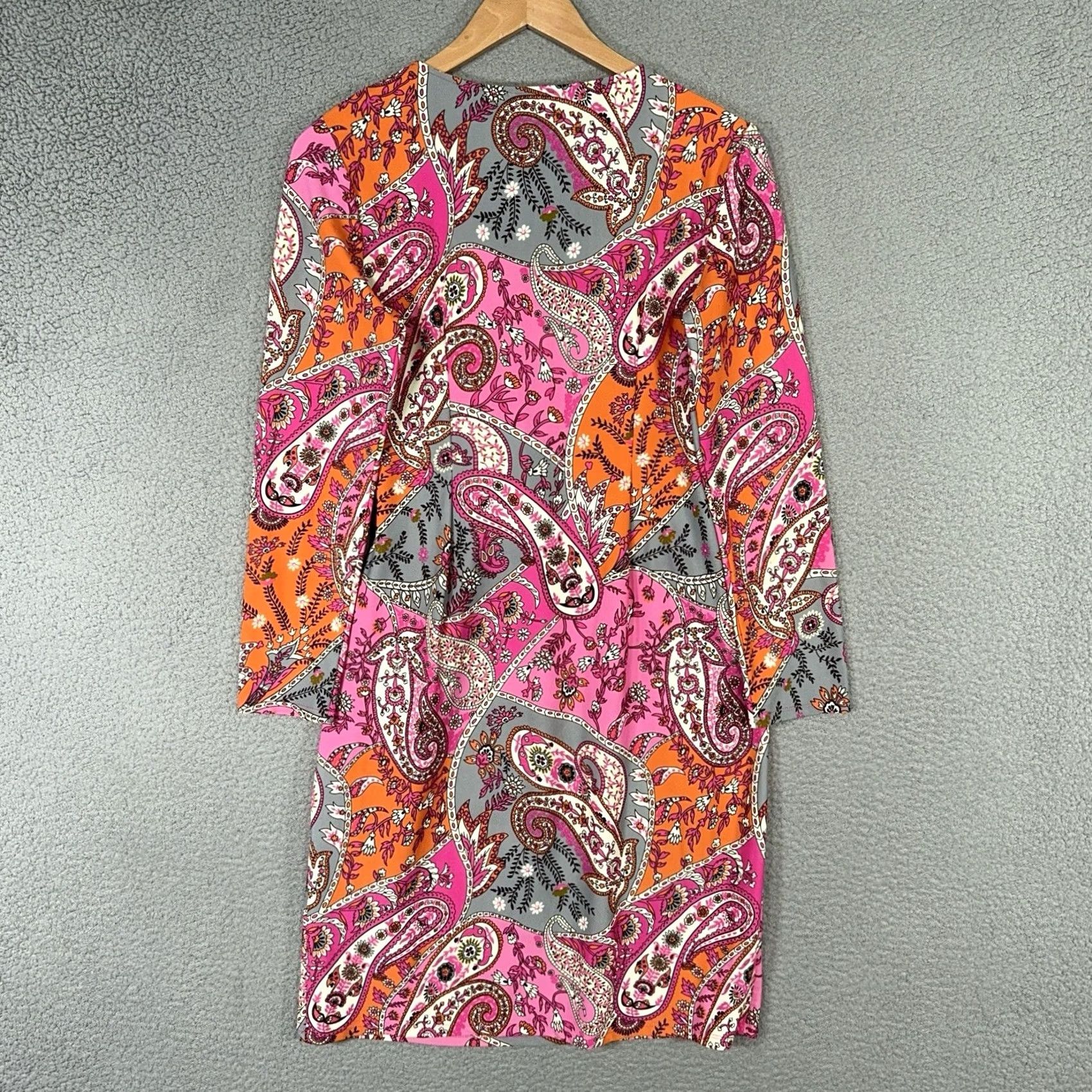 Pinko Jude Connally Dress Women Small Pink Paisley Print Surplice Stretch Resort Wear Size S / US 4 / IT 40 - 2 Thumbnail