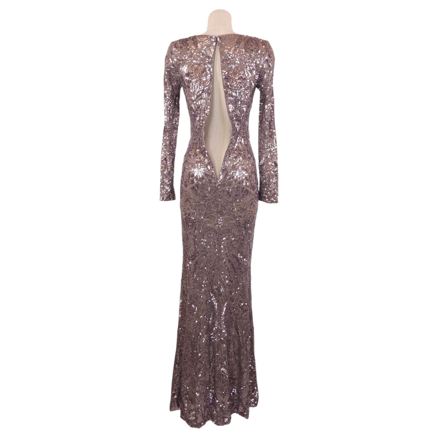 Other Betsy & Adam Long Sleeve Sequin Gown Taupe Sz 4 Size S / US 4 / IT 40 - 4 Thumbnail