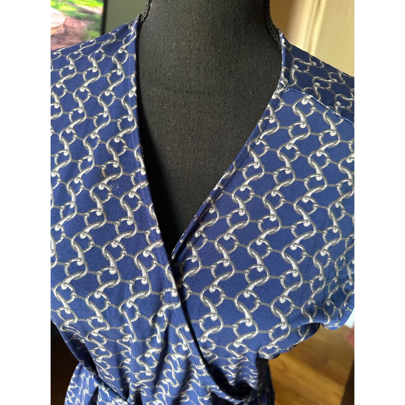 Michael Kors Michael Michael Kors Blue Print Wrap Dress Belted Size PL Size L / US 10 / IT 46 - 7 Thumbnail