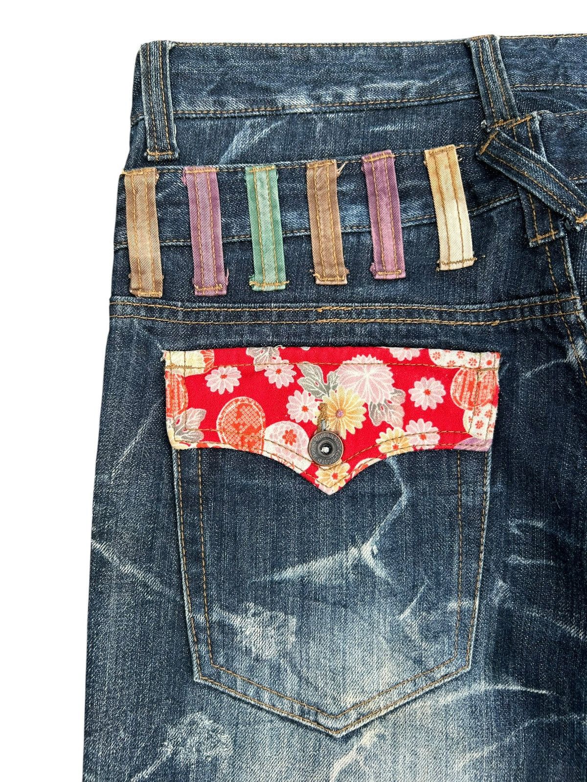 Kapital Nylaus Double Waist Japanese Punk Distressed Denim Jeans Size US 32 / EU 48 - 2 Thumbnail