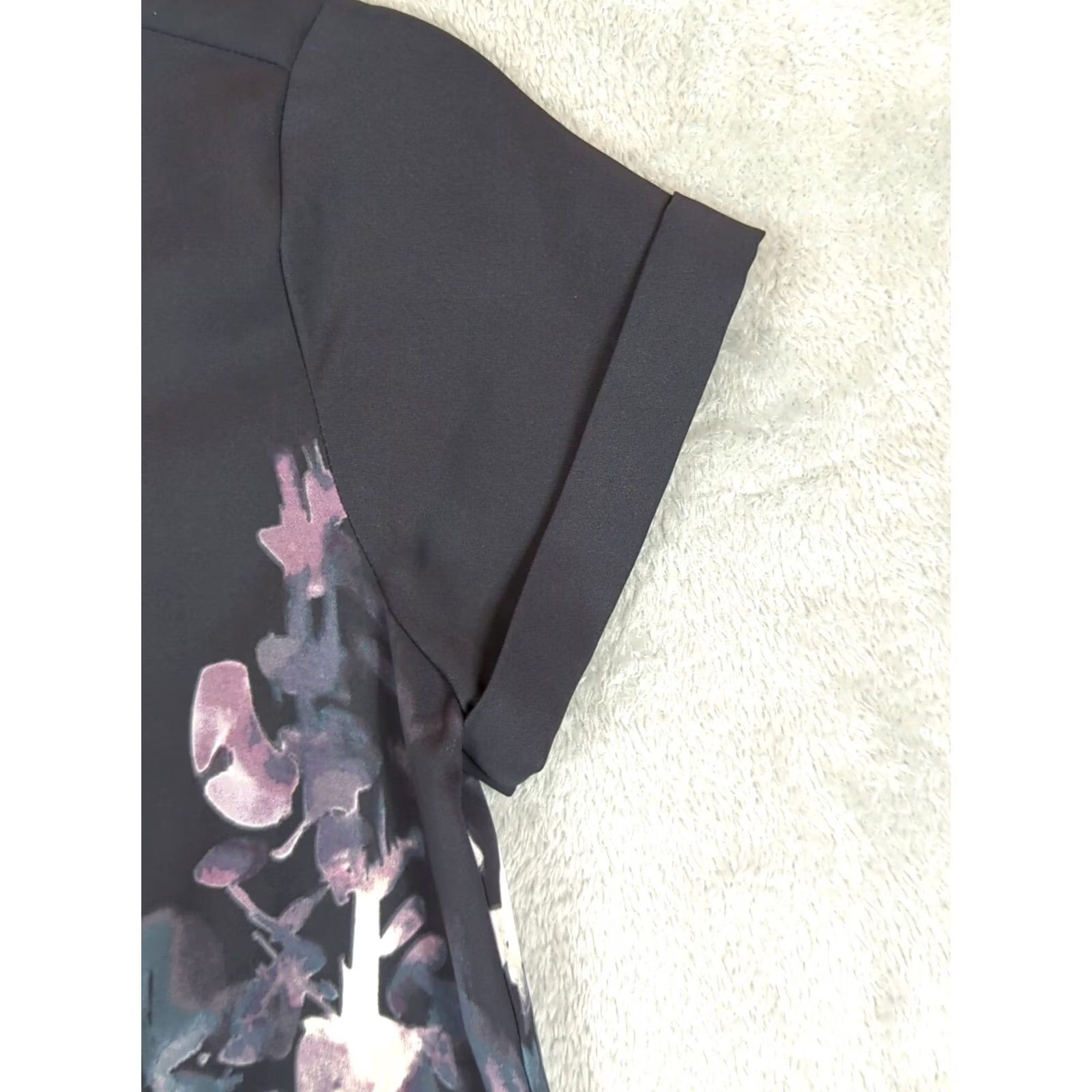 Vintage Simply Vera Wang Blouse Tunic XS Women Purple Floral Chiffon V-Neck Short Sleeve Lightweight Casual Size XS / US 0-2 / IT 36-38 - 6 Thumbnail