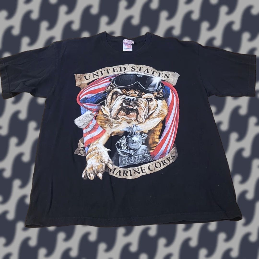 Vintage VINTAGE Marine Corps Shirt Mens Large Black T-Shirt Bulldog USA Size US L / EU 52-54 / 3 - 1 Thumbnail