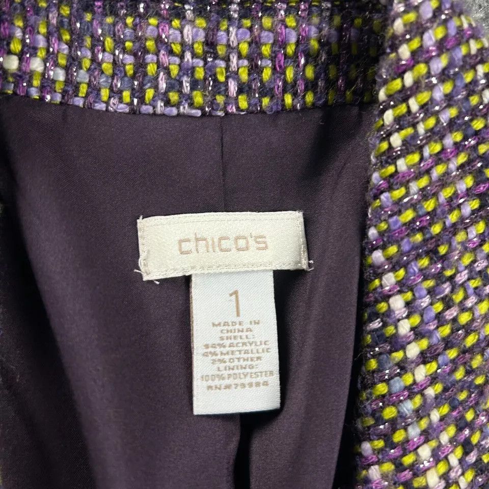Chicos Chico's Blazer Womens 1 Knit Multicolor Open Front Metallic Size ONE SIZE - 2 Thumbnail