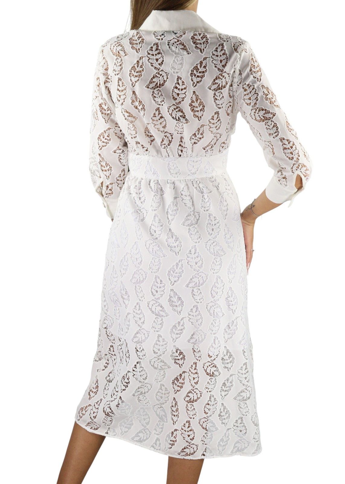 Sandro 36 S White Perforated Lace Snap Buttons 3/4 Sleeve 88492 Size S / US 4 / IT 40 - 2 Thumbnail
