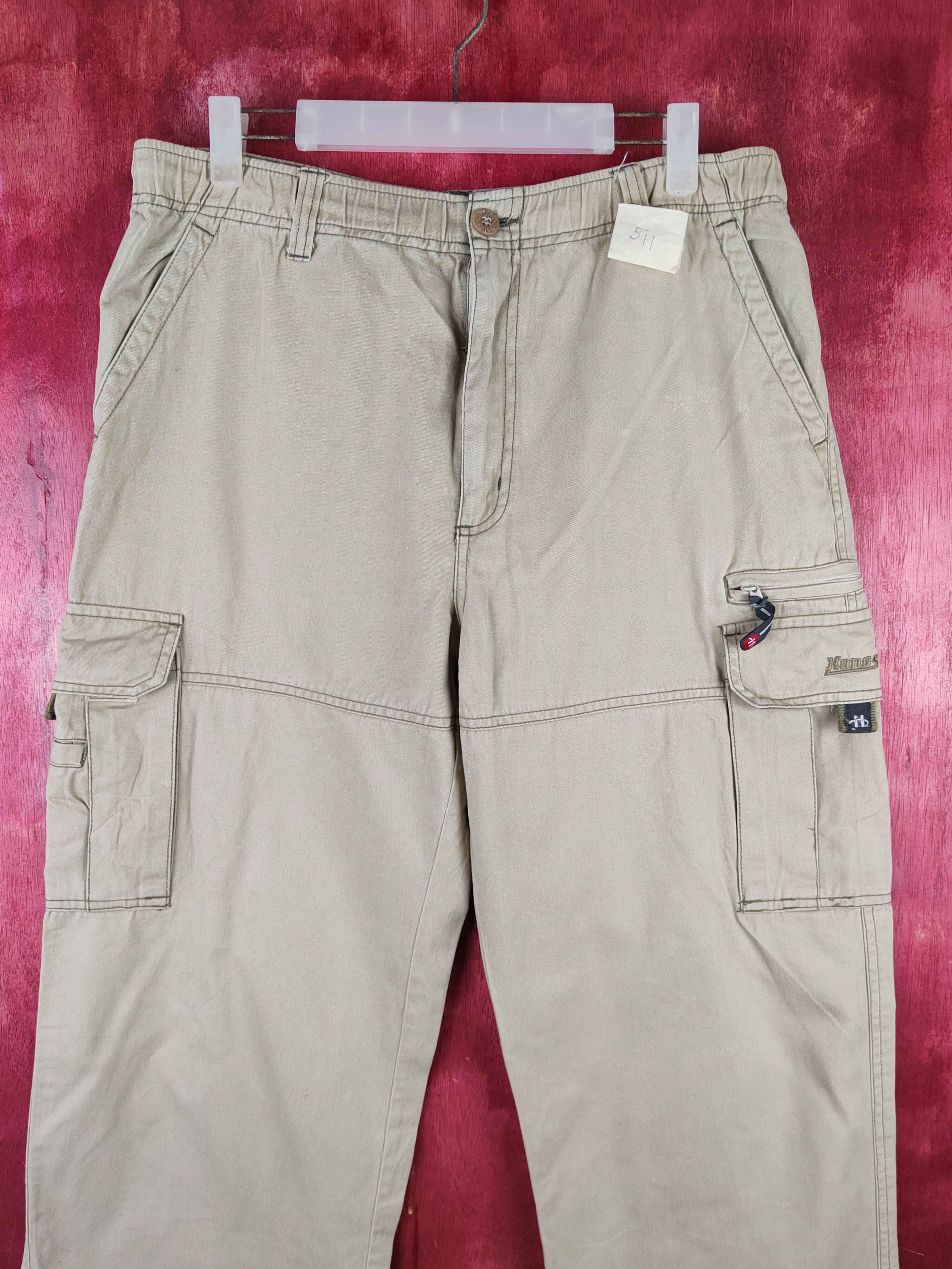 Hanes × Japanese Brand Hanes Beige Multipocket Tactical Cargo Pants #S1484 Size US 32 / EU 48 - 2 Thumbnail