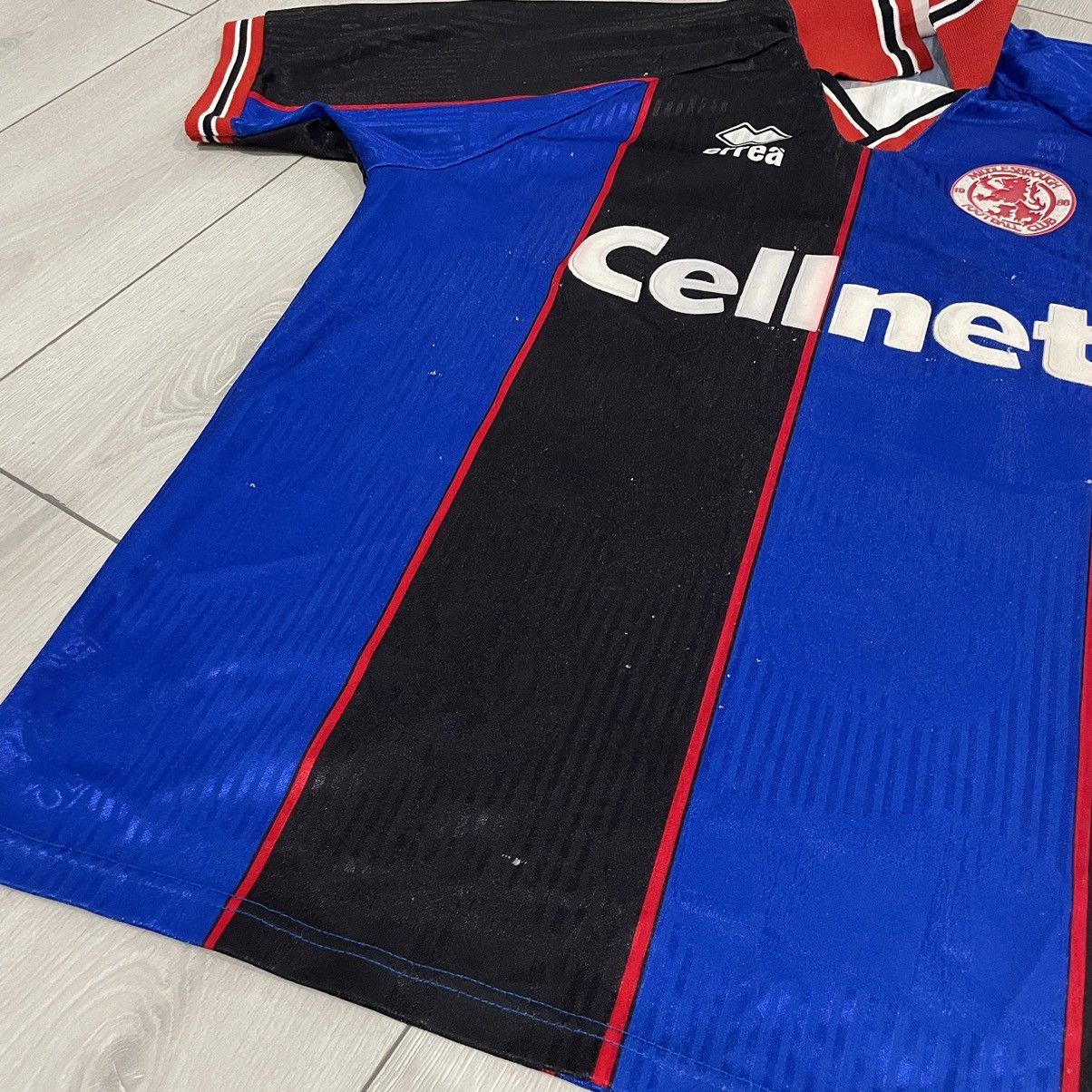 Pro Player Retro 90s CELLNET ERREA MIDDLESBROUGH Shirt Jersey 95 96 Size US L / EU 52-54 / 3 - 6 Thumbnail