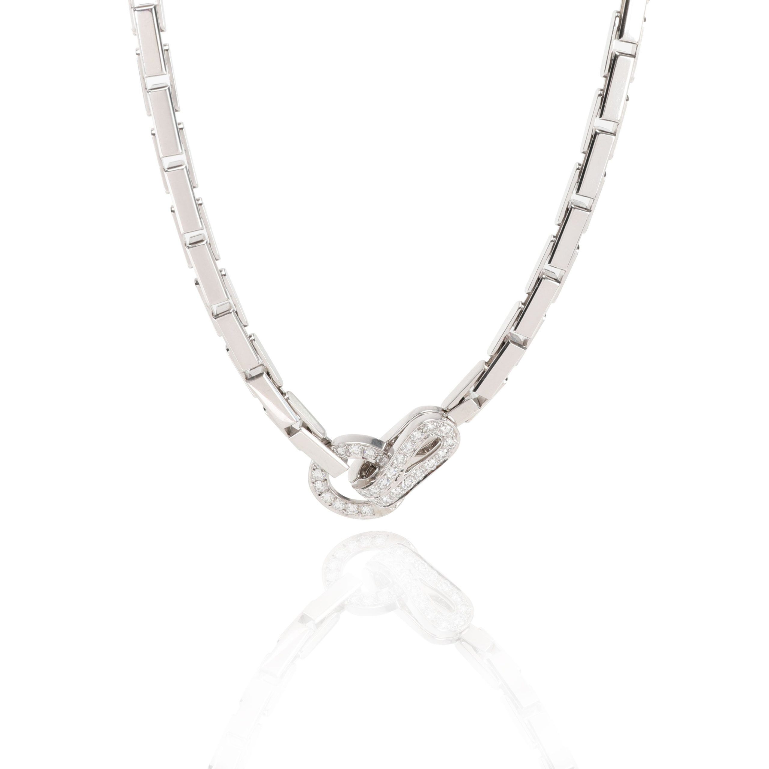 image of Cartier Agrafe Diamond Necklace In 18K White Gold 1.1 Ctw, Women's