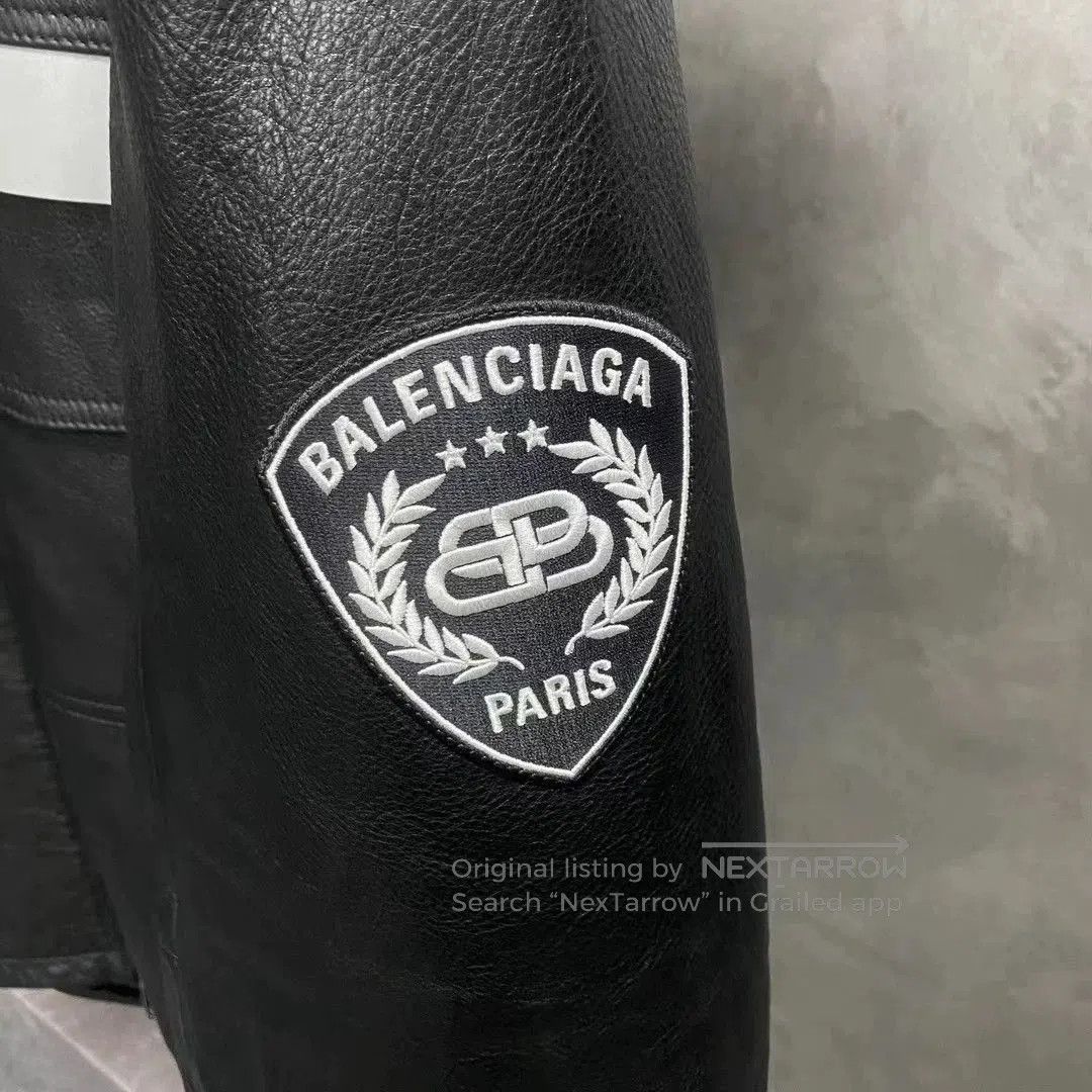 Balenciaga Balenciaga Black Logo Reflective Stripes Leather Jacket. Size US L / EU 52-54 / 3 - 7 Thumbnail