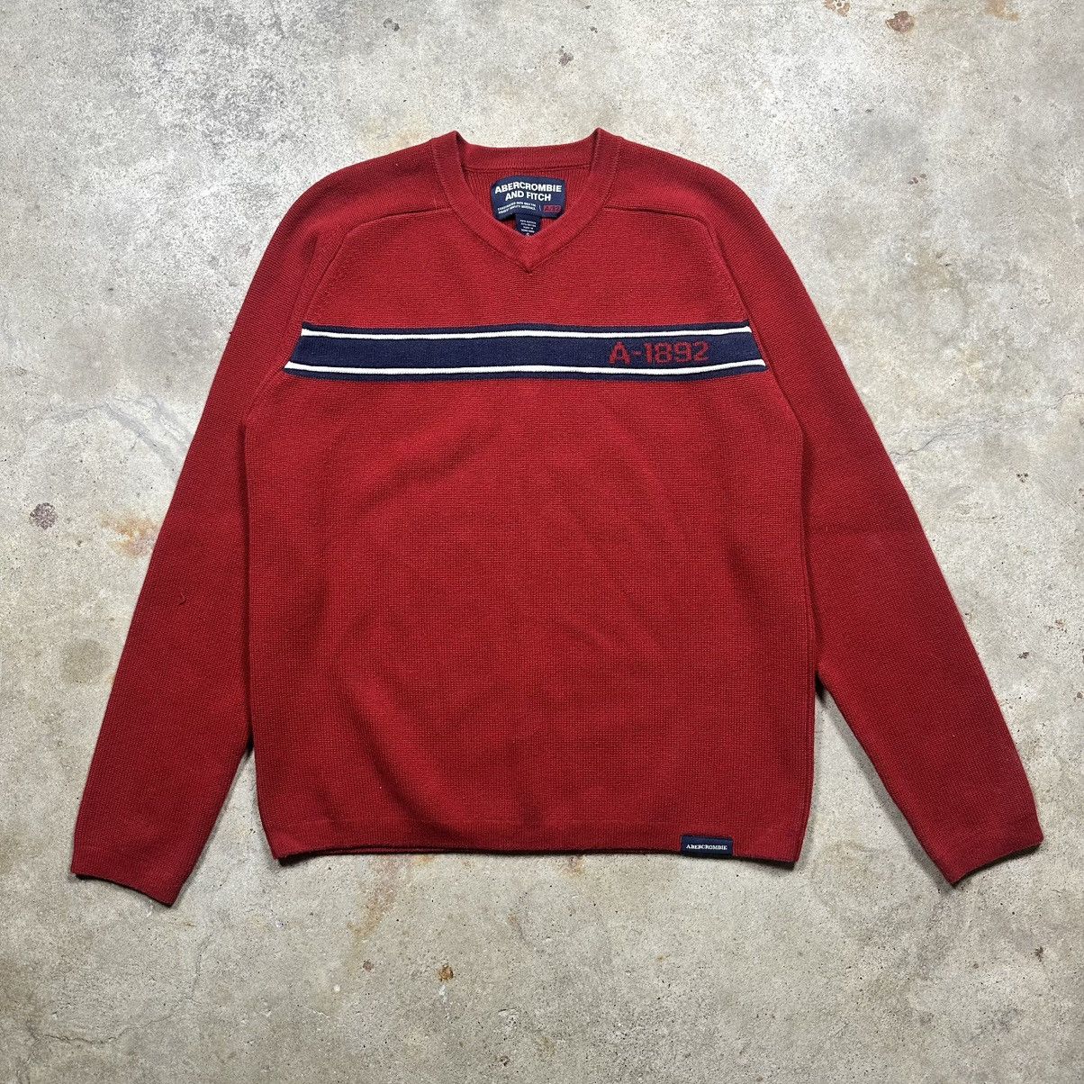 Vintage Y2K Abercrombie & Fitch Red Logo Sweater Size Small