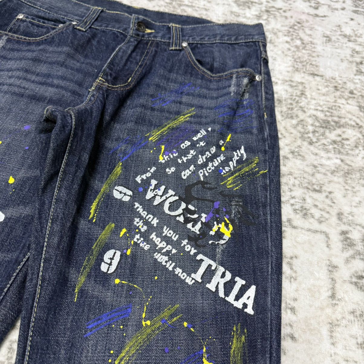 semanticdesign Semantic Design Japan Paint Splatter Poems Flare Jeans Size US 30 / EU 46 - 5 Thumbnail