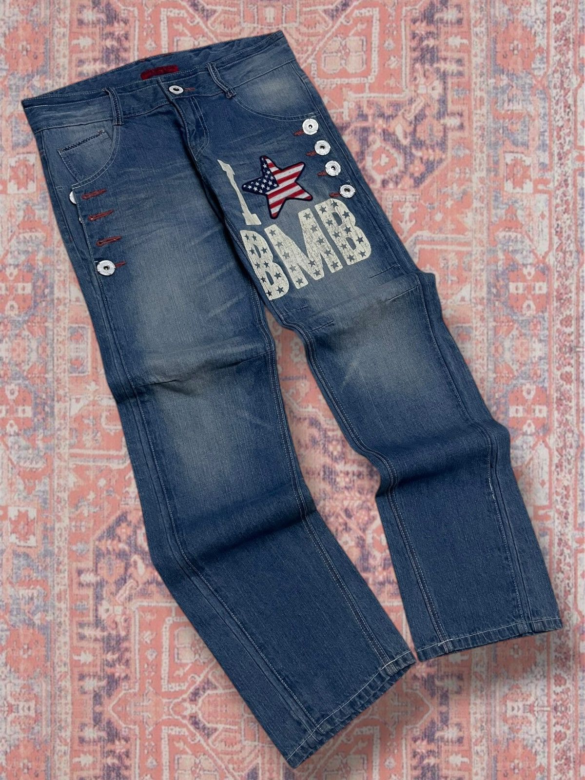 Japanese Brand Vintate Og 1990s Japan Designer Bluemoon Star Streetwear Size US 32 / EU 48 - 2 Thumbnail