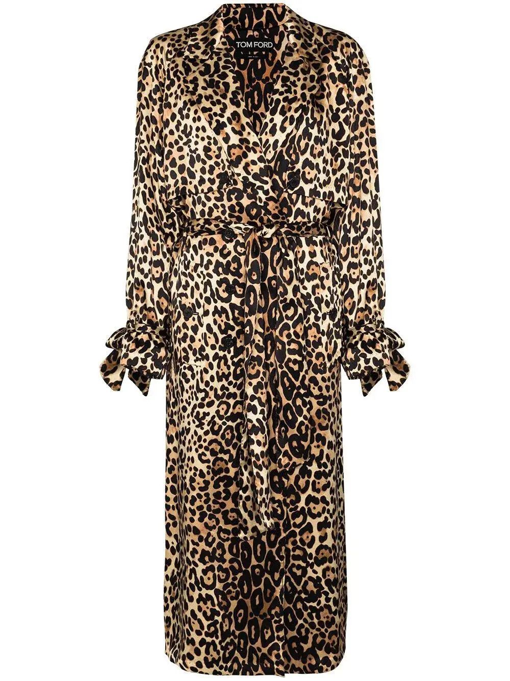 Tom Ford o1loc1c0724 CP1532 Trench Coat in Leopard Size XS / US 0-2 / IT 36-38 - 1 Thumbnail