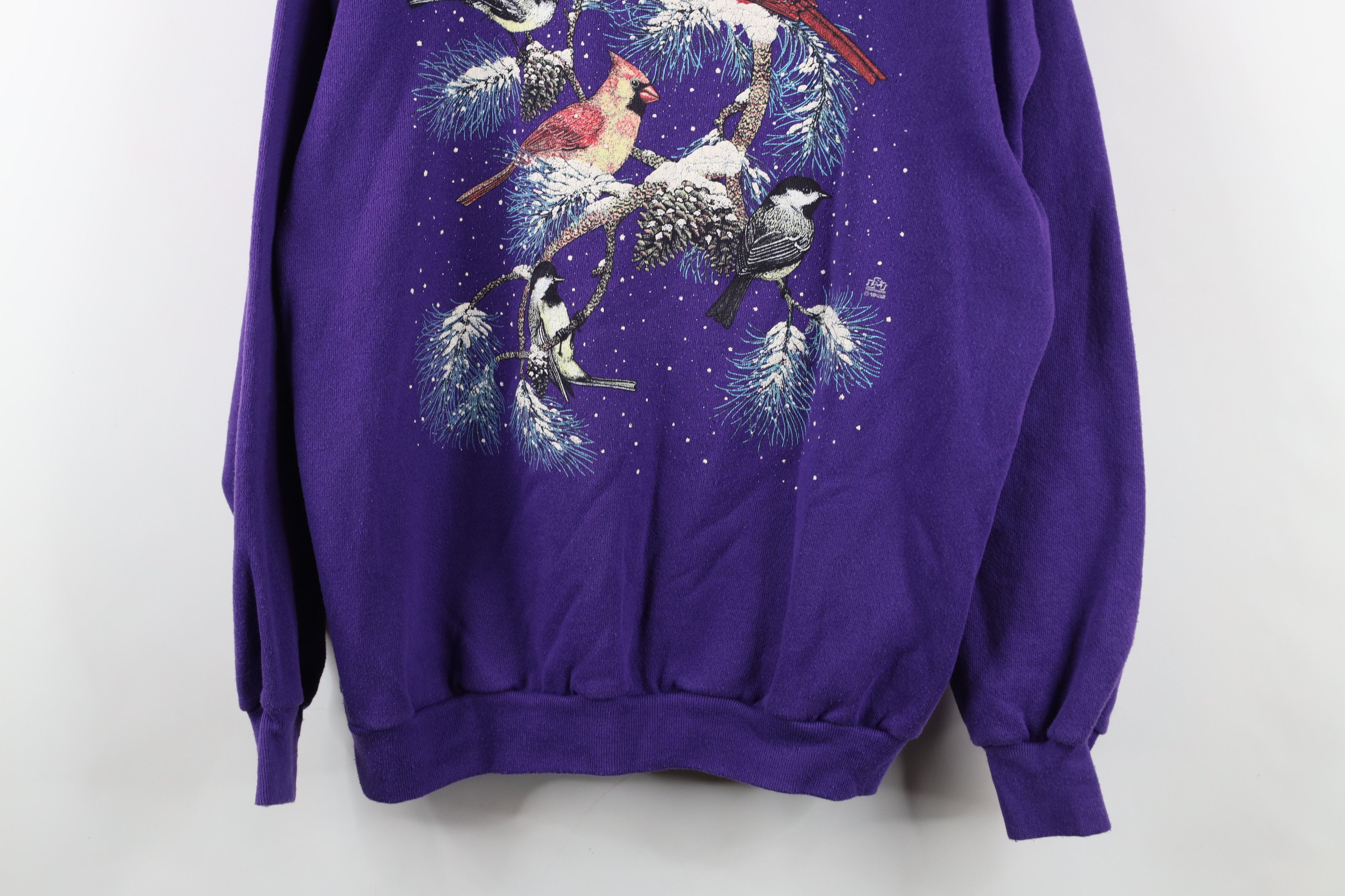 Vintage Vintage 90s Streetwear Snow Birds Sweatshirt Purple USA Size L / US 10 / IT 46 - 3 Thumbnail