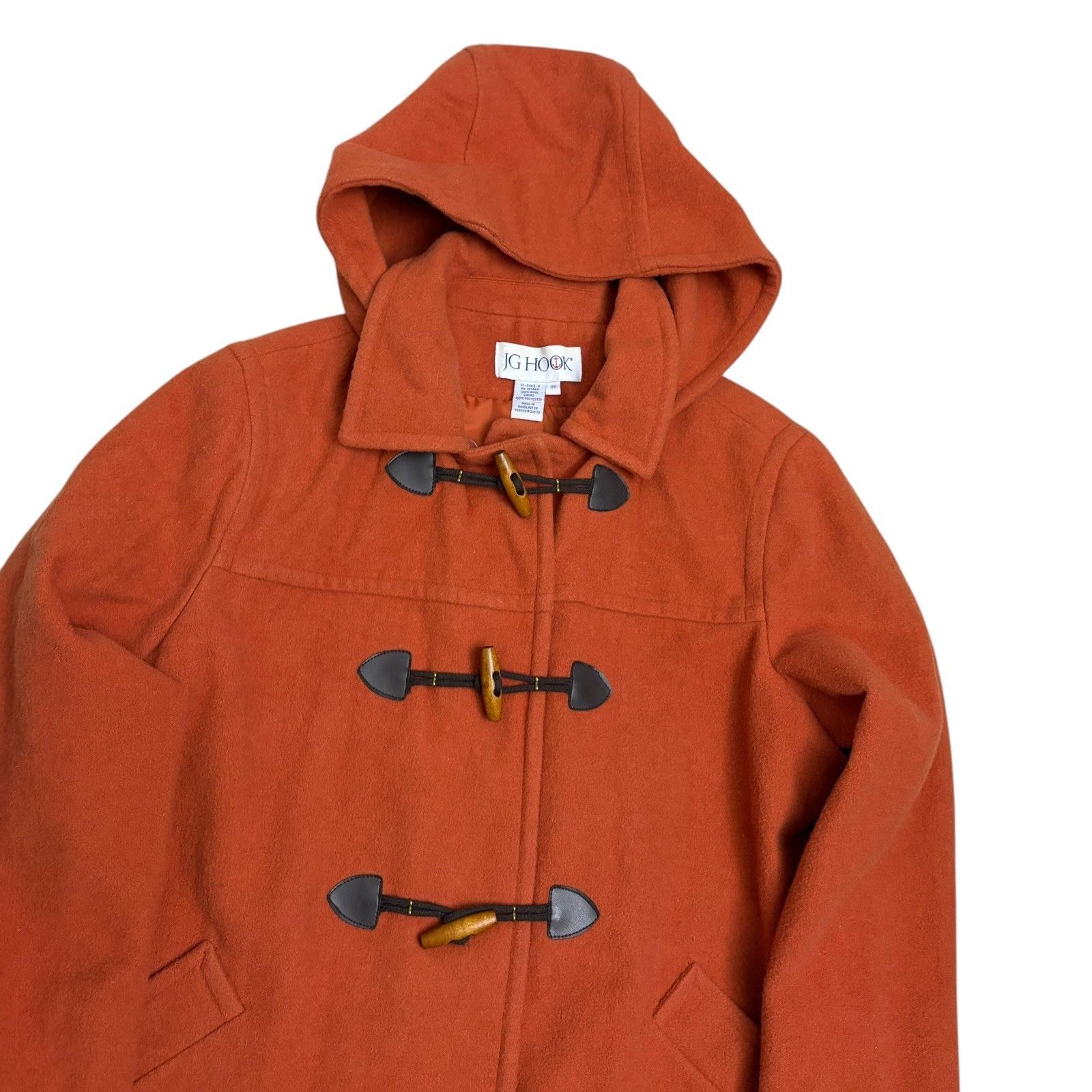 Other VINTAGE JG HOOK 90s Orange WOOL Long Trench Pea Coat 18 Size XXL / US 16-18 / IT 52-54 - 2 Thumbnail