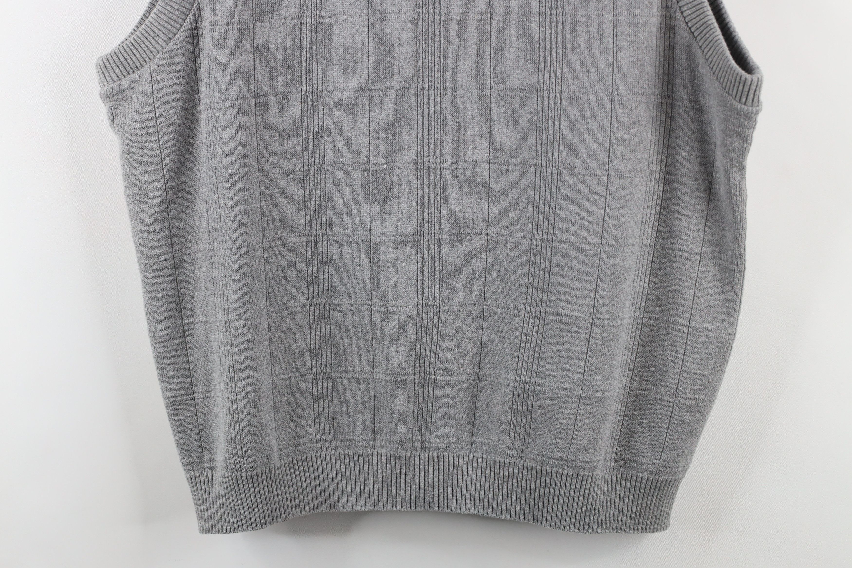 Vintage Vintage 90s Streetwear Cotton Ribbed Knit Sweater Vest Gray Size US L / EU 52-54 / 3 - 7 Thumbnail