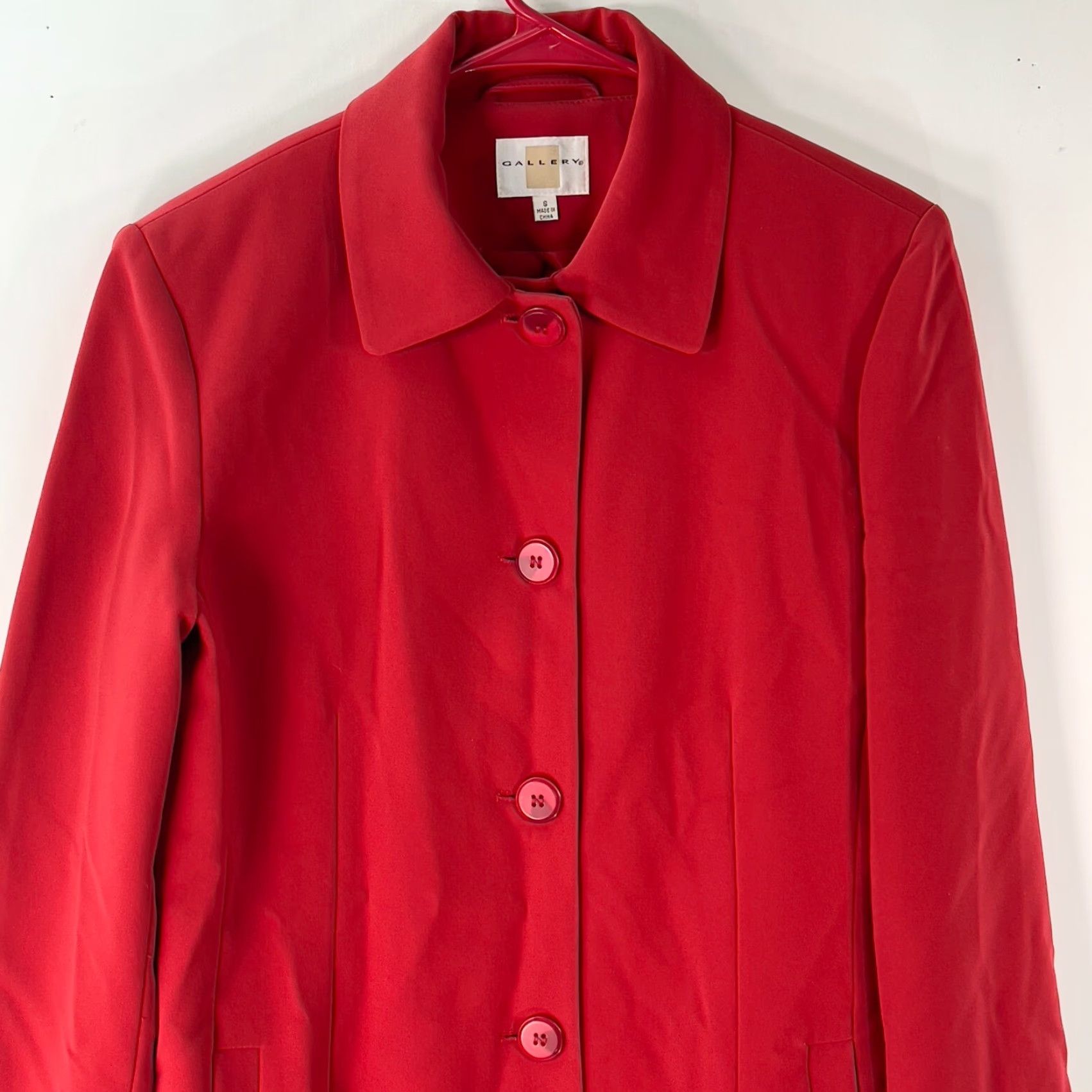 Vintage Gallery Trench Coat Womens Lipstick Red Water Repellent Lined Long Coat Small Size S / US 4 / IT 40 - 3 Thumbnail