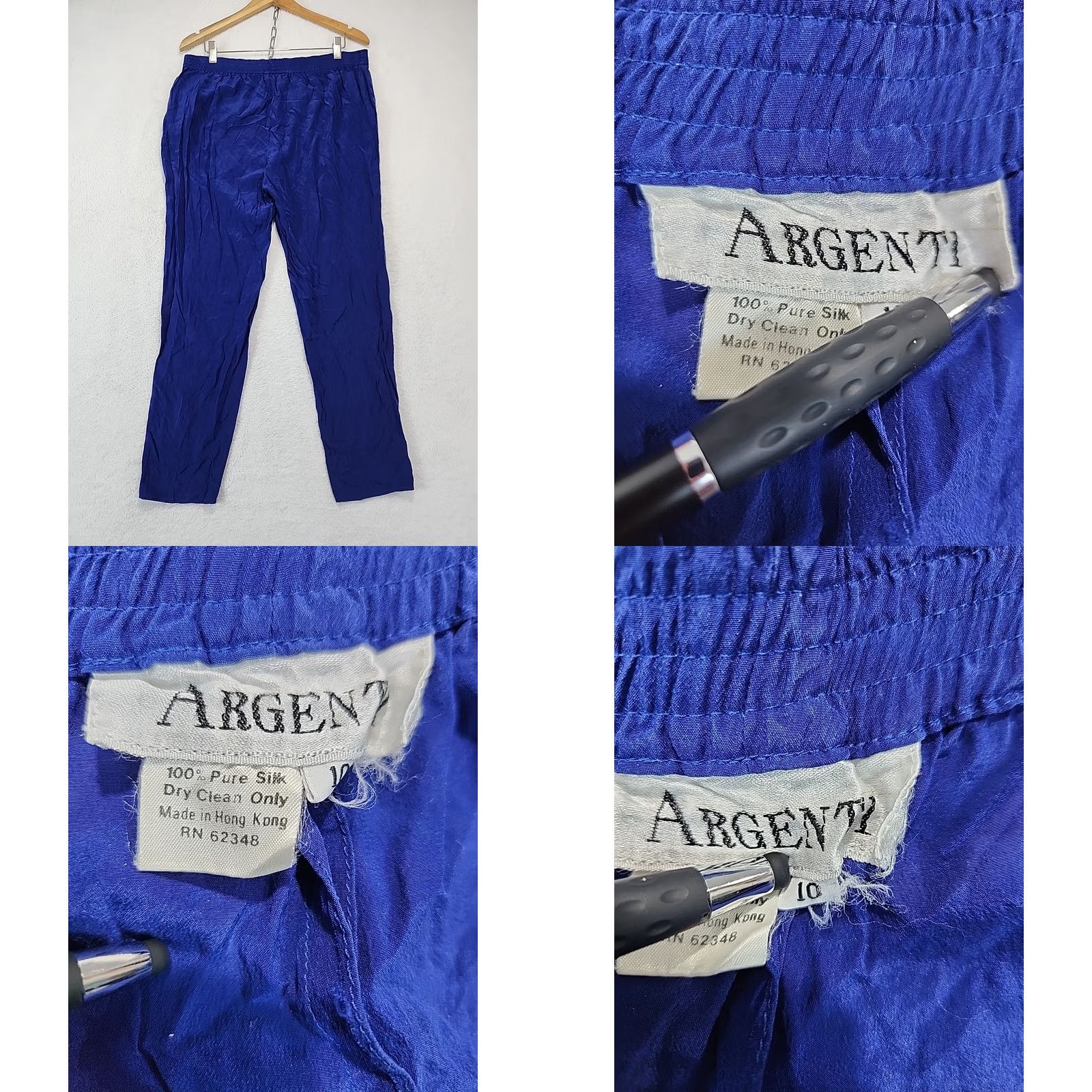 Vintage VINTAGE Argenti Blue Silk Lounge Pants Womens Size 10 Wide-Leg Elastic Drawstring Relaxed Fit Sleep Yoga Pajama Casual Lightweight Holiday Comfort Size 32" / US 10 / IT 46 - 9 Thumbnail
