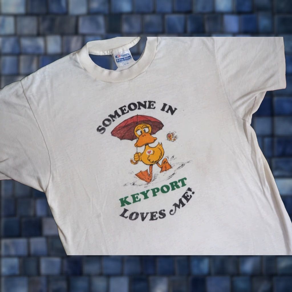 Hanes VTG 80s Hanes Tee T-Shirt M Beige Graphic Duck Travel 50/50 Cotton Blend Men Size US M / EU 48-50 / 2 - 1 Thumbnail