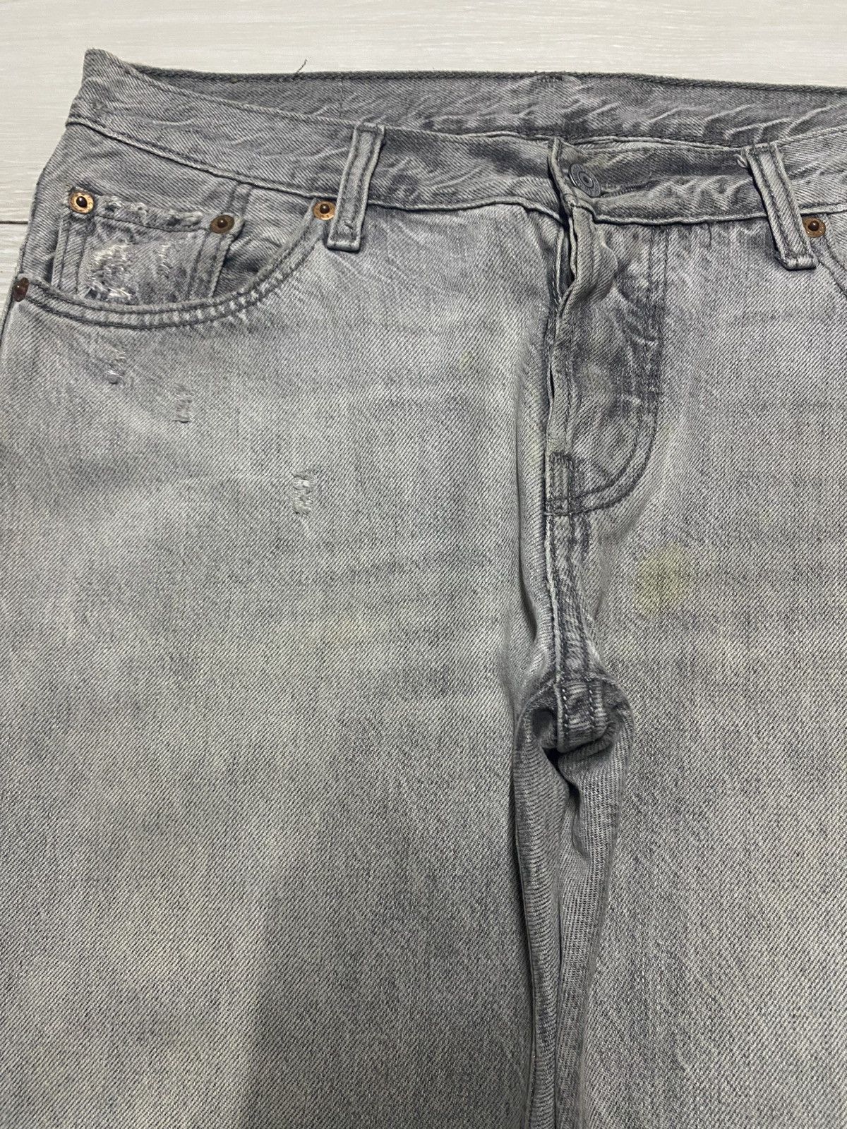 Levi's Vintage Levis 501 Ct Stone Wash Distressed Slim Jeans Size US 31 - 7 Thumbnail