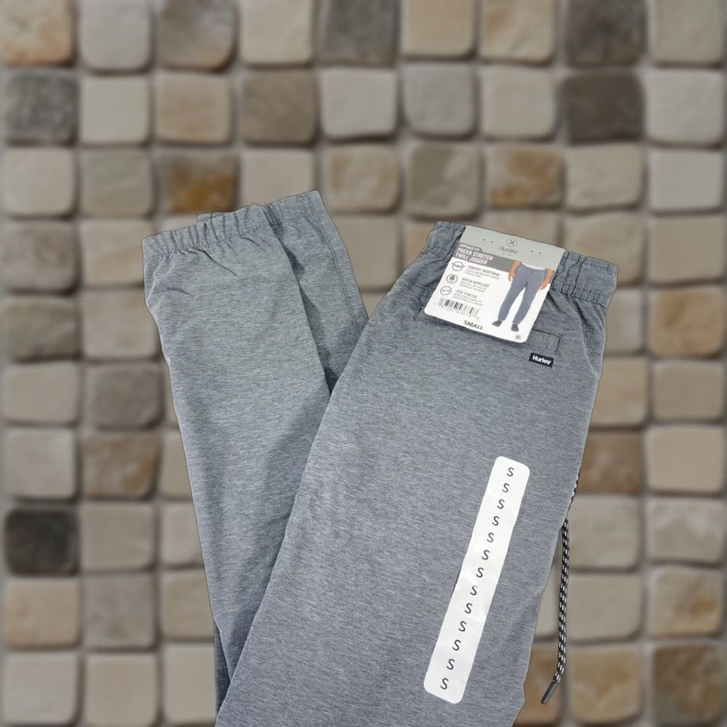 Hurley Hurley Pacer Jogger Pants Gray 30X32 Elastic Waist Drawstring NWT Adults Mens Small Regular Twill Stretch Size US 29 - 1 Thumbnail