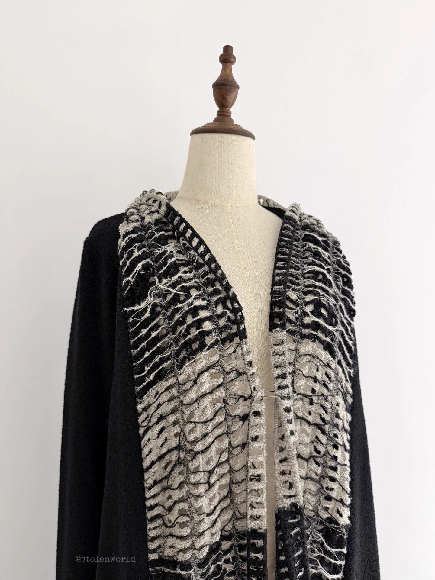 Limi Feu Limi feu gray black spliced lace wool cardigan S Size S / US 4 / IT 40 - 2 Thumbnail