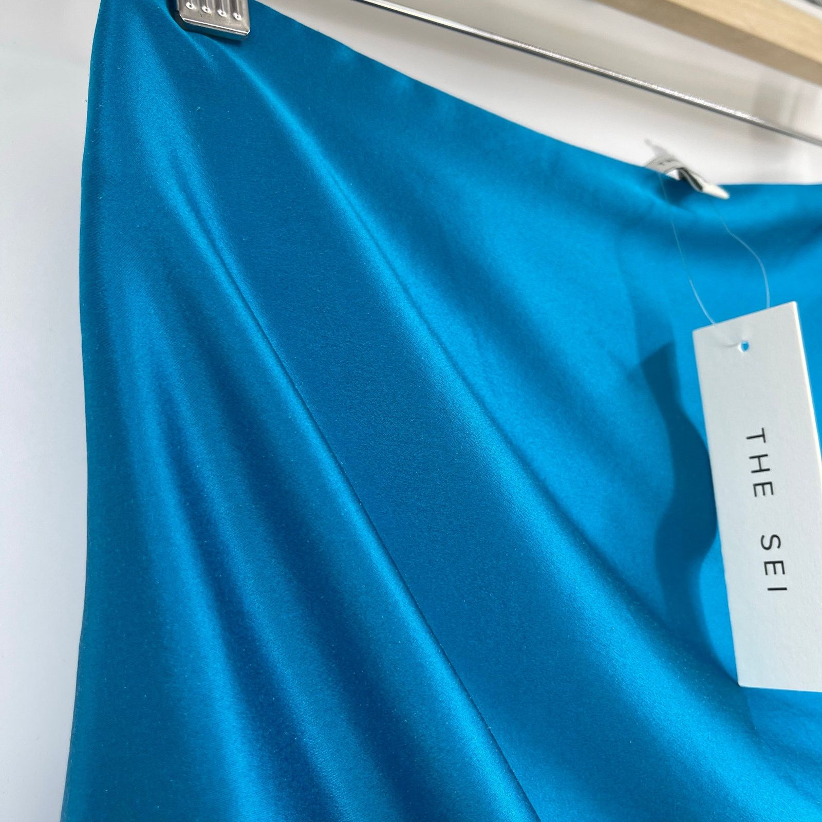 Other The Sei | Ruched Mini Skirt in Lake Teal Blue Silk 6 w/ Tags Size 28" / US 6 / IT 42 - 5 Thumbnail