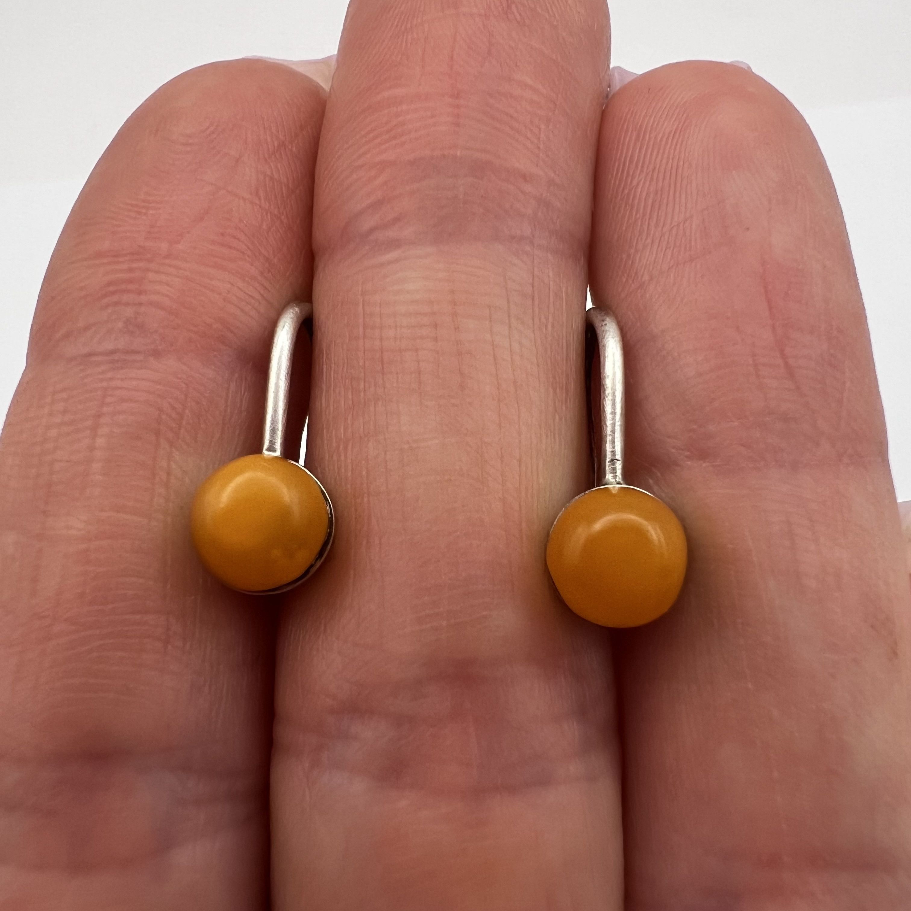 Vintage Vintage Soviet Silver 875 Baltic Amber Earrings Stud Size ONE SIZE - 2 Thumbnail