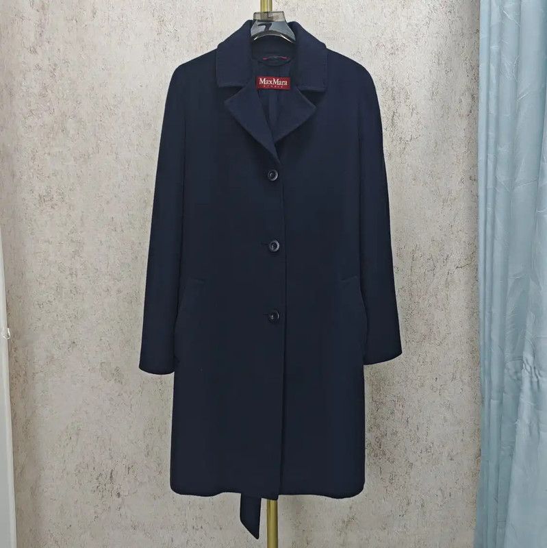 Max Mara MaxMara Stylish Navy Blue Wool Mid-Length Coat 0089 Size M / US 6-8 / IT 42-44 - 1 Thumbnail