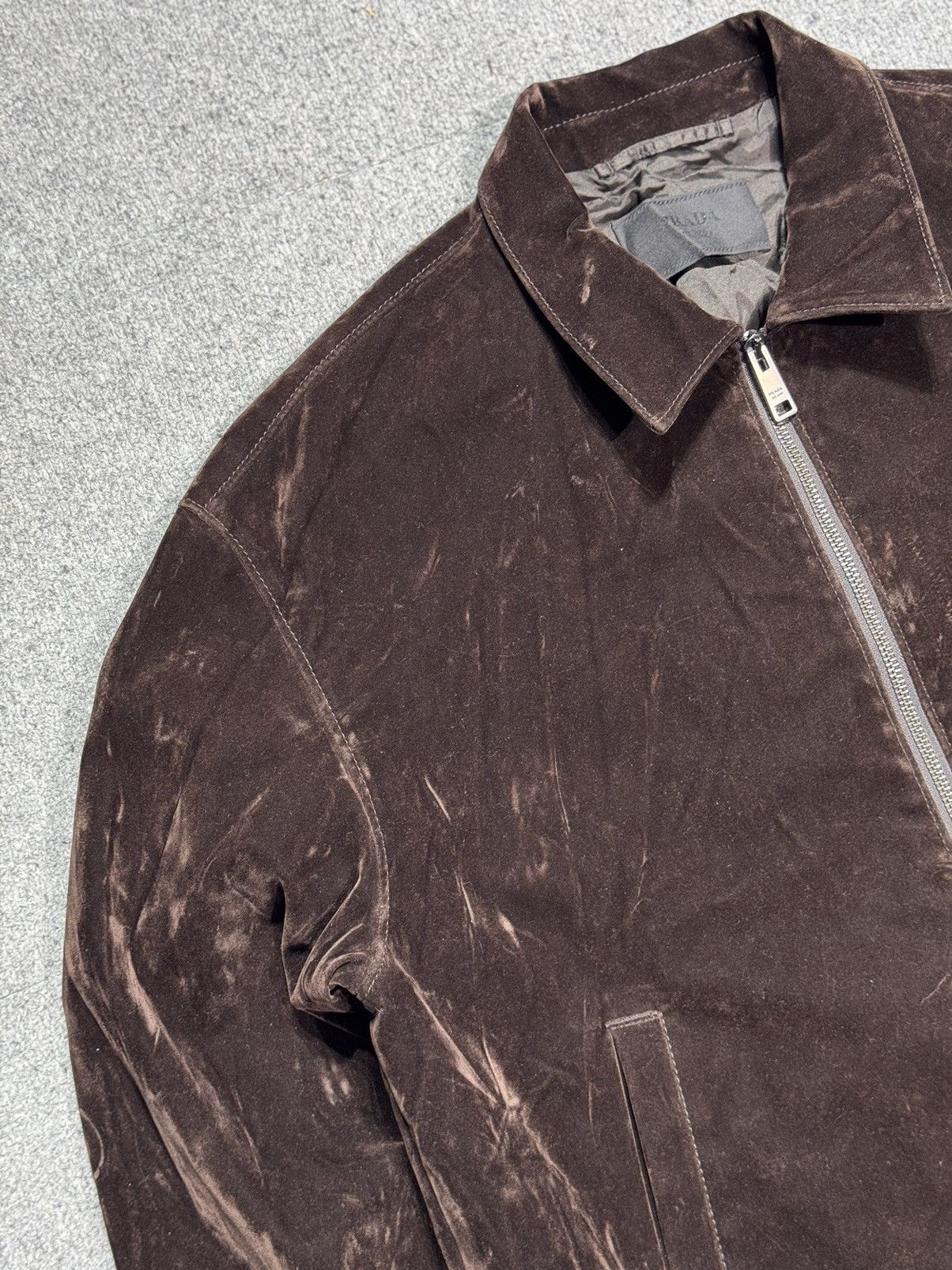 Prada Authentic Prada Velvet Denim Blouson Ebony Brown Size US M / EU 48-50 / 2 - 4 Thumbnail