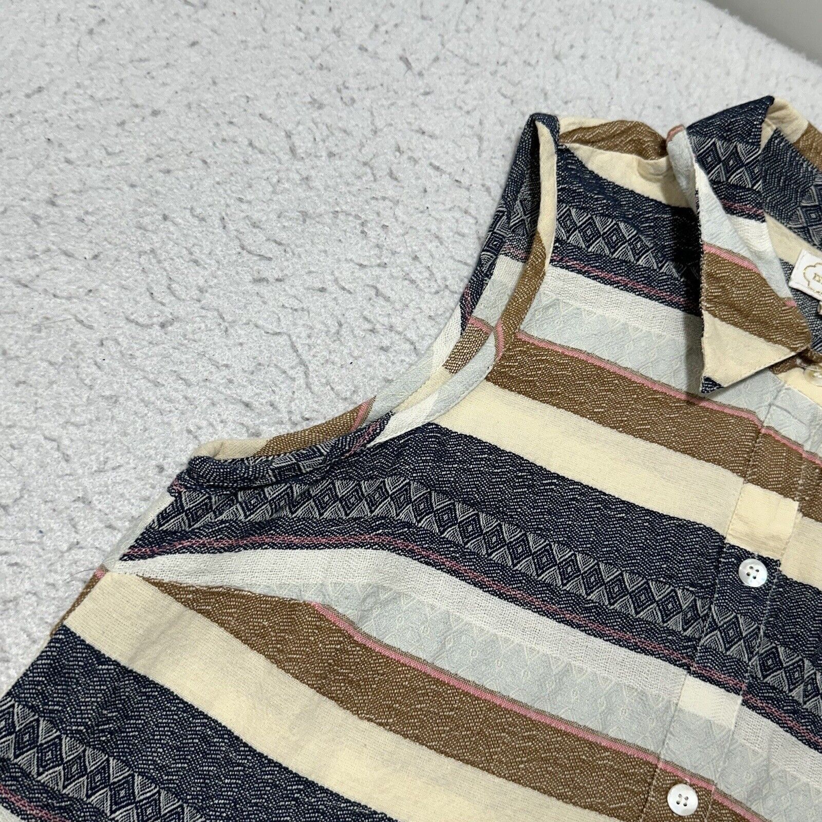 Other Mud Pie Medium A-Line Dress Cotton Textured Striped Collared Size M / US 6-8 / IT 42-44 - 6 Thumbnail