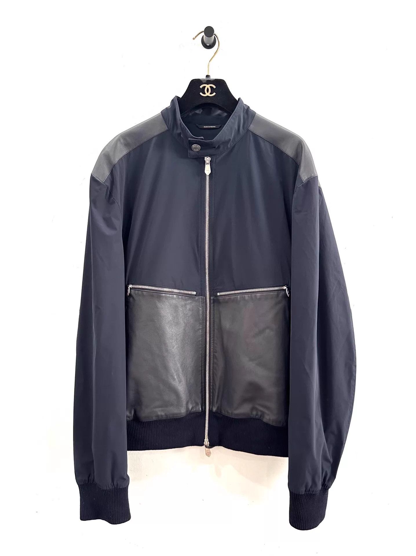 Hermes Hermes Men's Navy Blue Wool & Lambskin Zip Jacket 48 Size US M / EU 48-50 / 2 - 1 Thumbnail