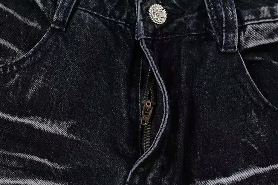 Jean Pattern Baggy Black Denim Jeans Size US 29 - 5 Thumbnail
